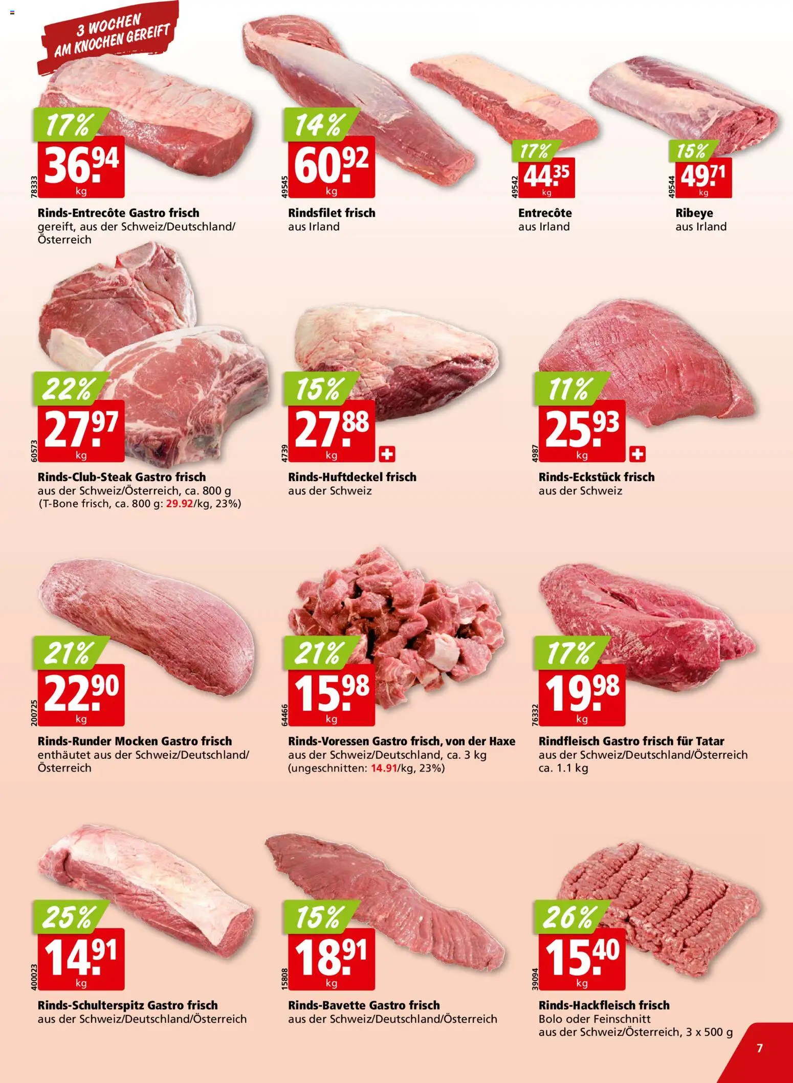 Aligro aktionen Chavannes, Matran, Genf, Sitten – gültig ab 27.05.2026 | Seite: 7 | Produkte: Rindfleisch