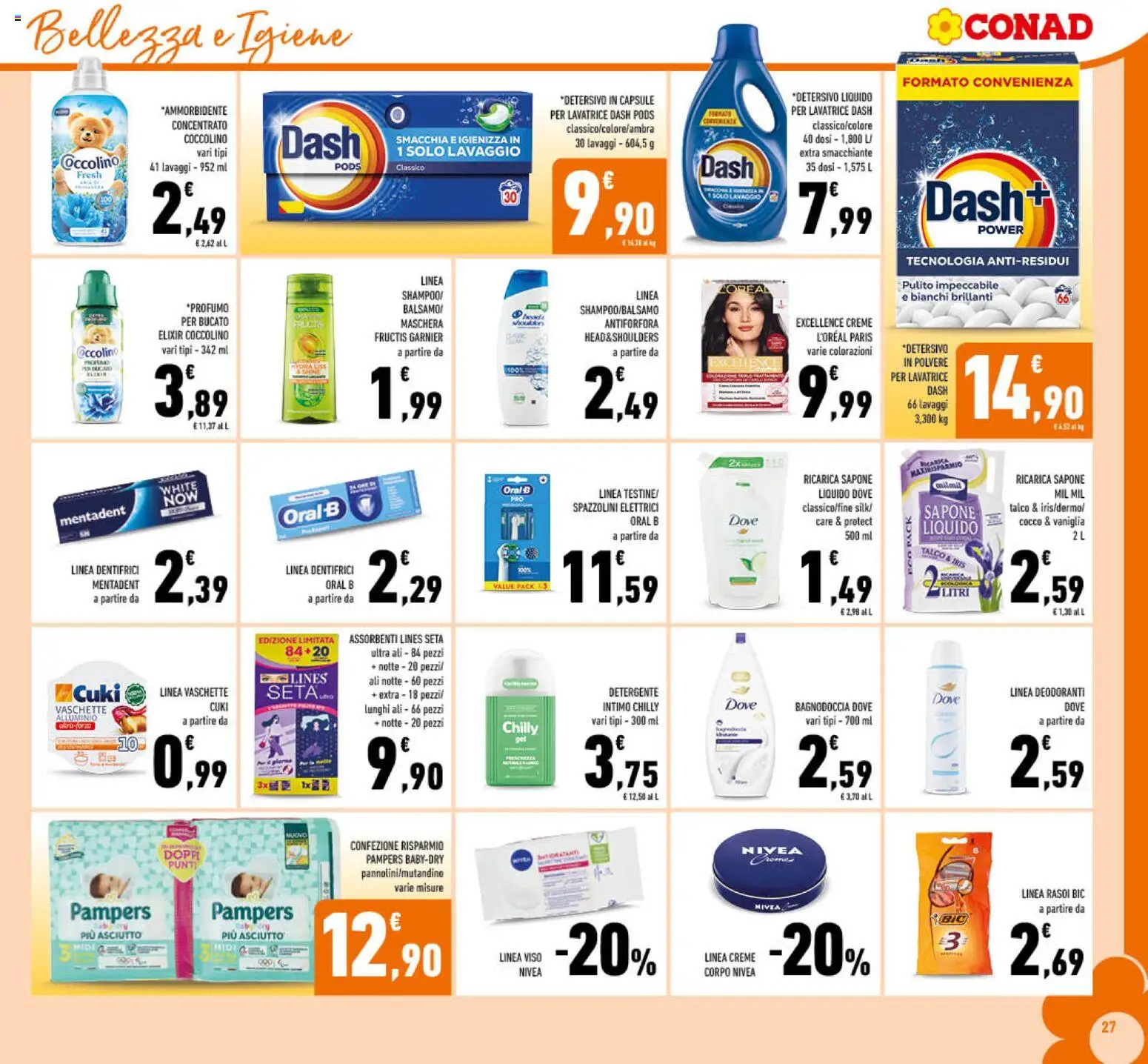 Volantino Conad del 10.12.2025 | Pagina: 27 | Prodotti: Maschera, Ammorbidente, Detergente intimo, Detergente
