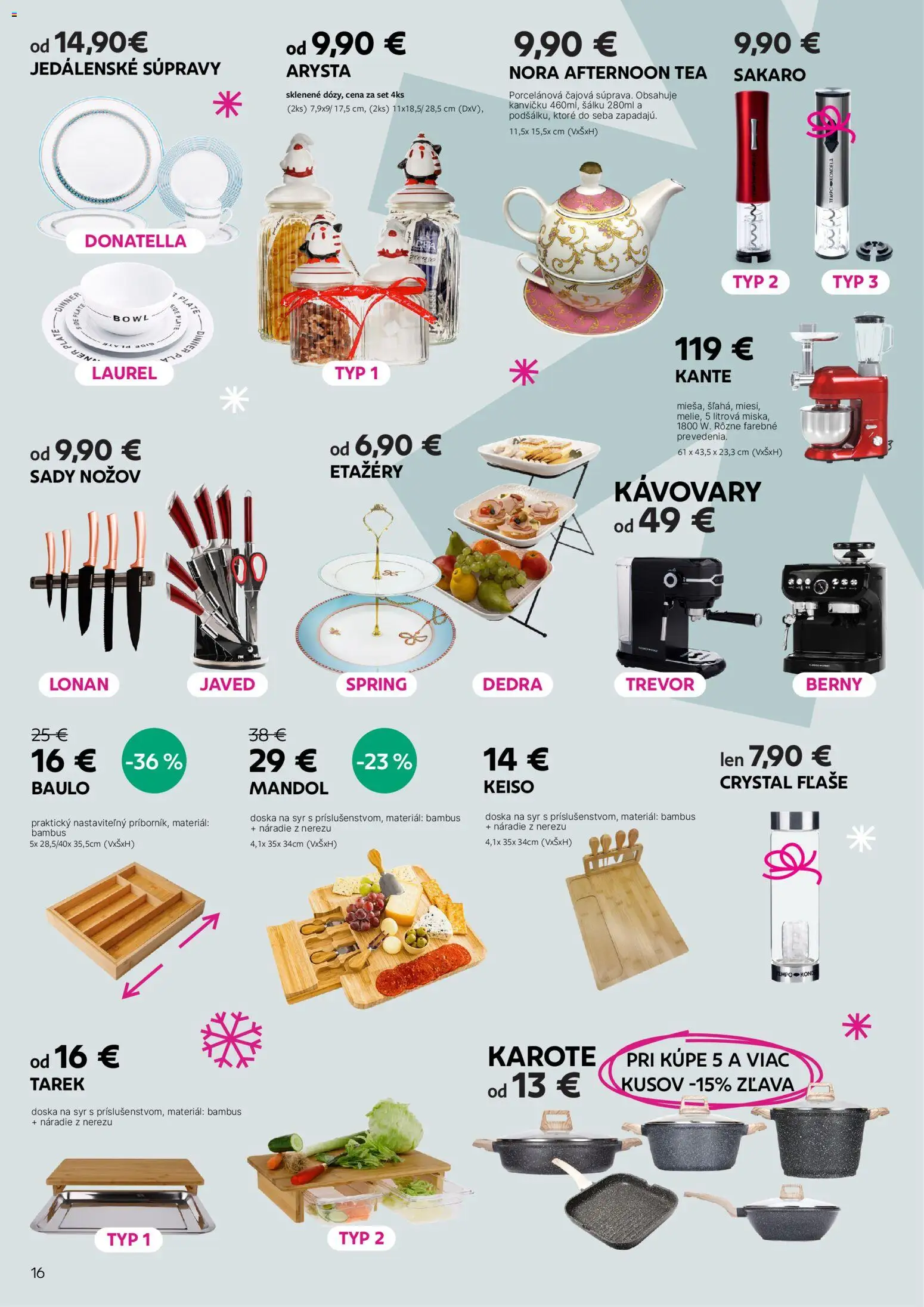 Nové Kondela akcie – leták je platný od 17.11.2025 | Strana: 16 | Produkty: Jedálenské súpravy, Náradie