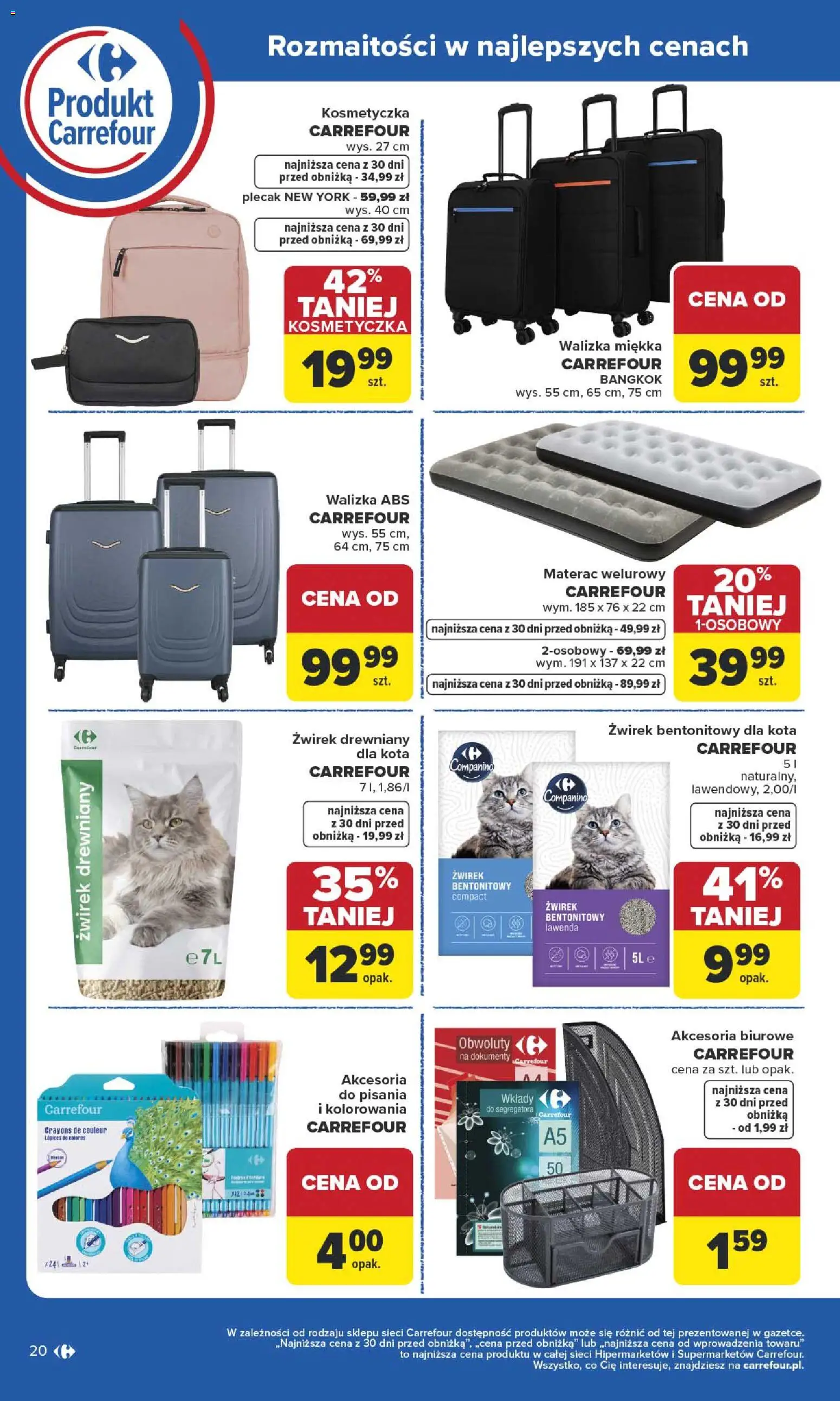 Carrefour Gazetka - Wybierz Jakość W Najlepszej Cenie od 19.01.2026 | Strona: 20 | Produkty: Walizka, Materac, Żwirek bentonitowy, Żwirek drewniany