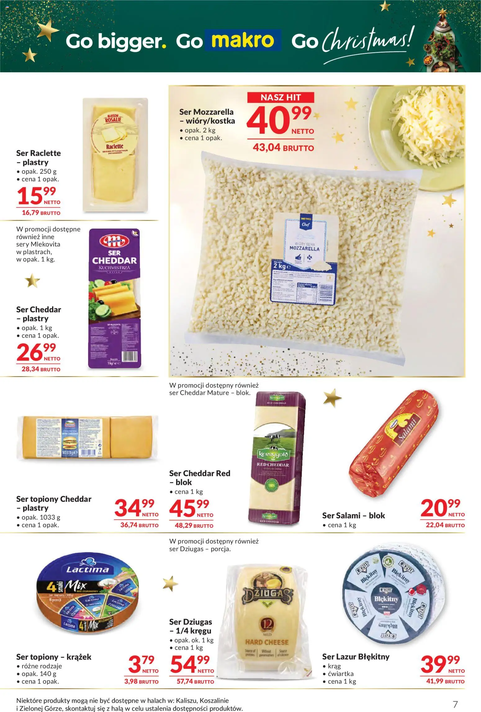Makro Gazetka - Oferta dla gastronomii od 25.11.2025 | Strona: 7 | Produkty: Ser topiony, Ser, Salami, Ser cheddar