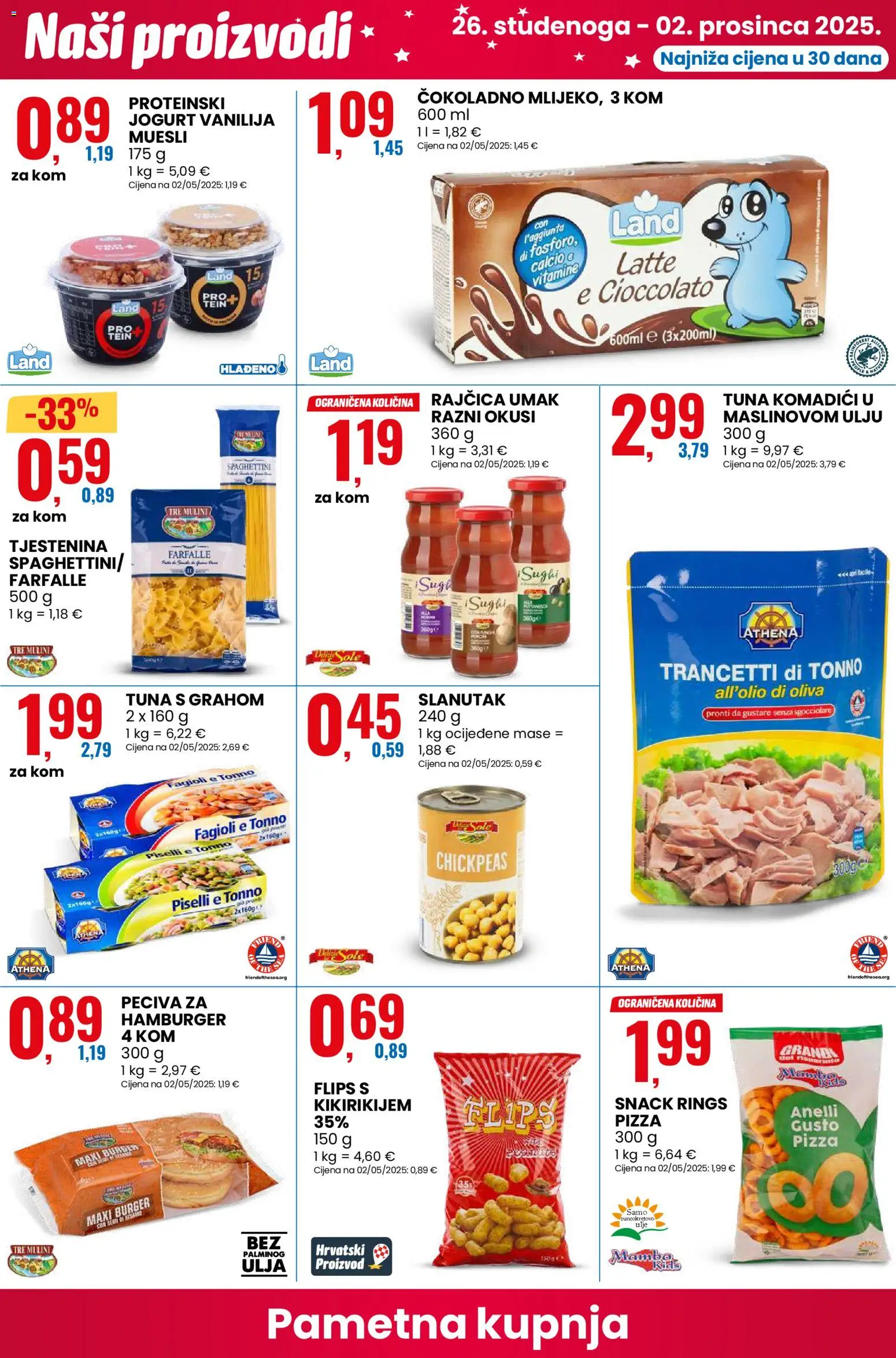 Eurospin katalog | vrijedi od 26.11.2025 | Stranica: 4 | Proizvodi: Jogurt, Pizza, Hamburger, Slanutak