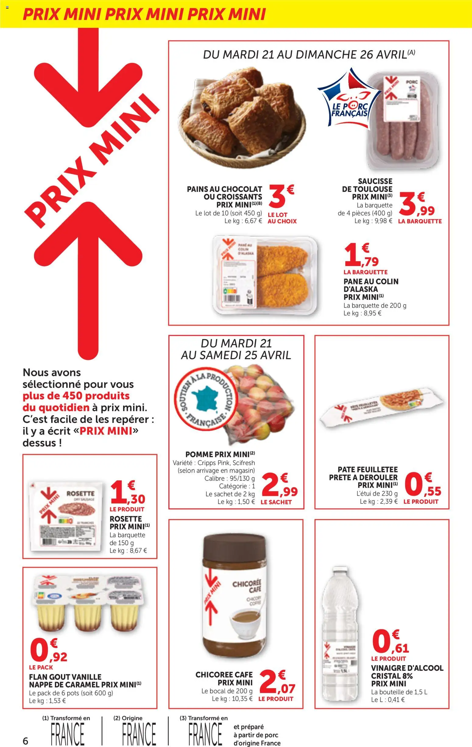 {H1} | Page: 6 | Produits: Nappe, Chocolat, Saucisse, Porc