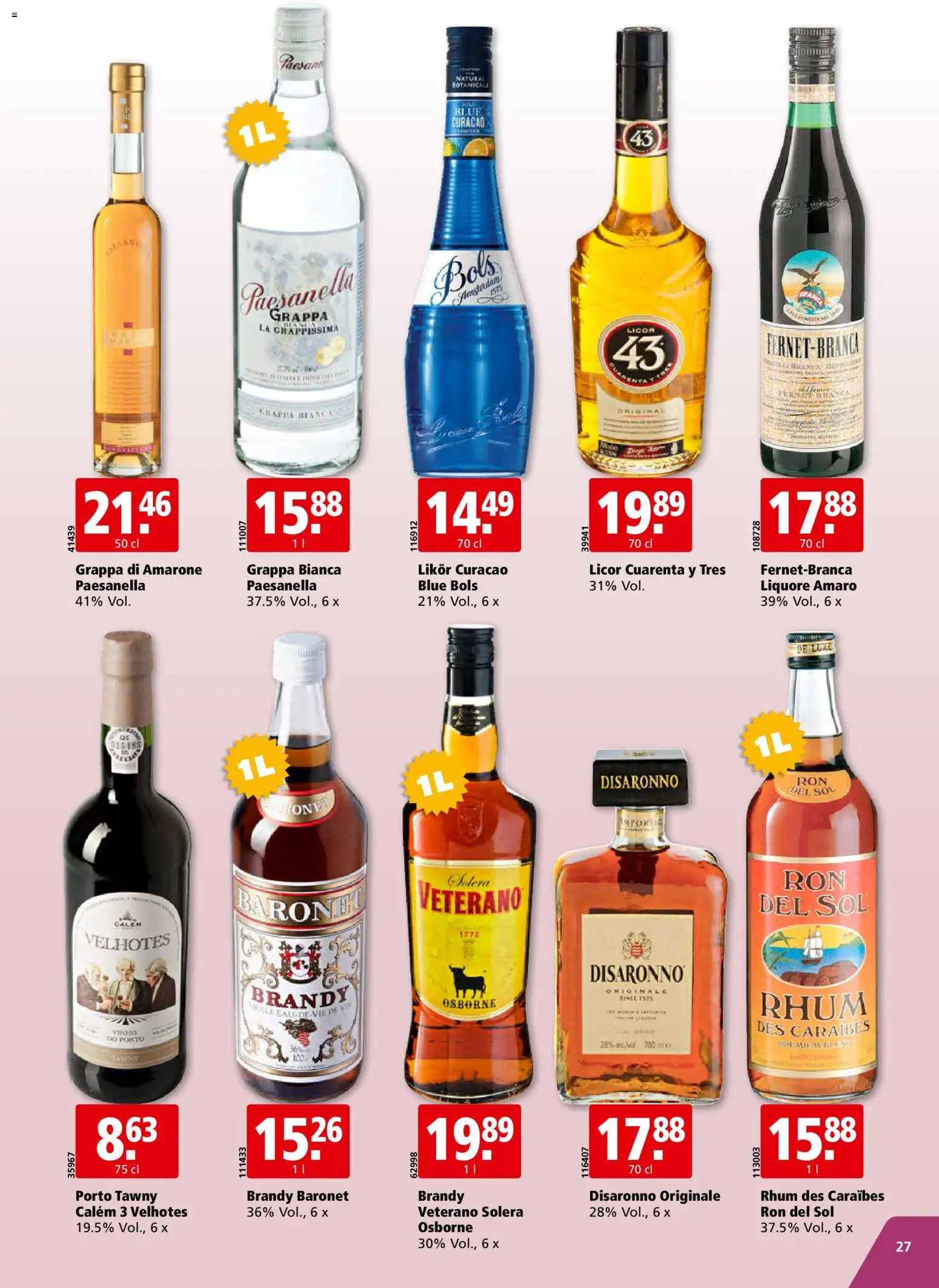 Aligro Aktionen Schlieren, Gossau SG, Frauenfeld, Rapperswil-Jona, Sargans, Bern, Brüttisellen, Pratteln, Emmen, Spreitenbach – gültig ab 16.02.2026 | Seite: 27 | Produkte: Likör