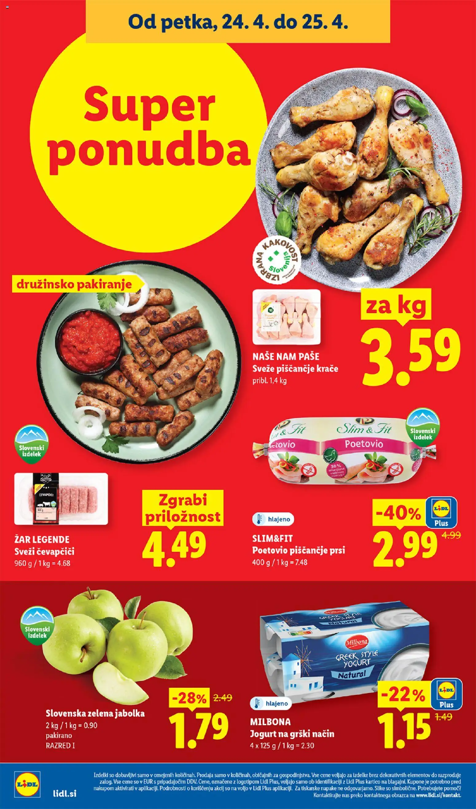 Novi Lidl katalog ponudbe – veljaven od 23.04.2026 | Stran: 44 | Izdelki: Čevapčiči, Zar, Jabolka, Zelena