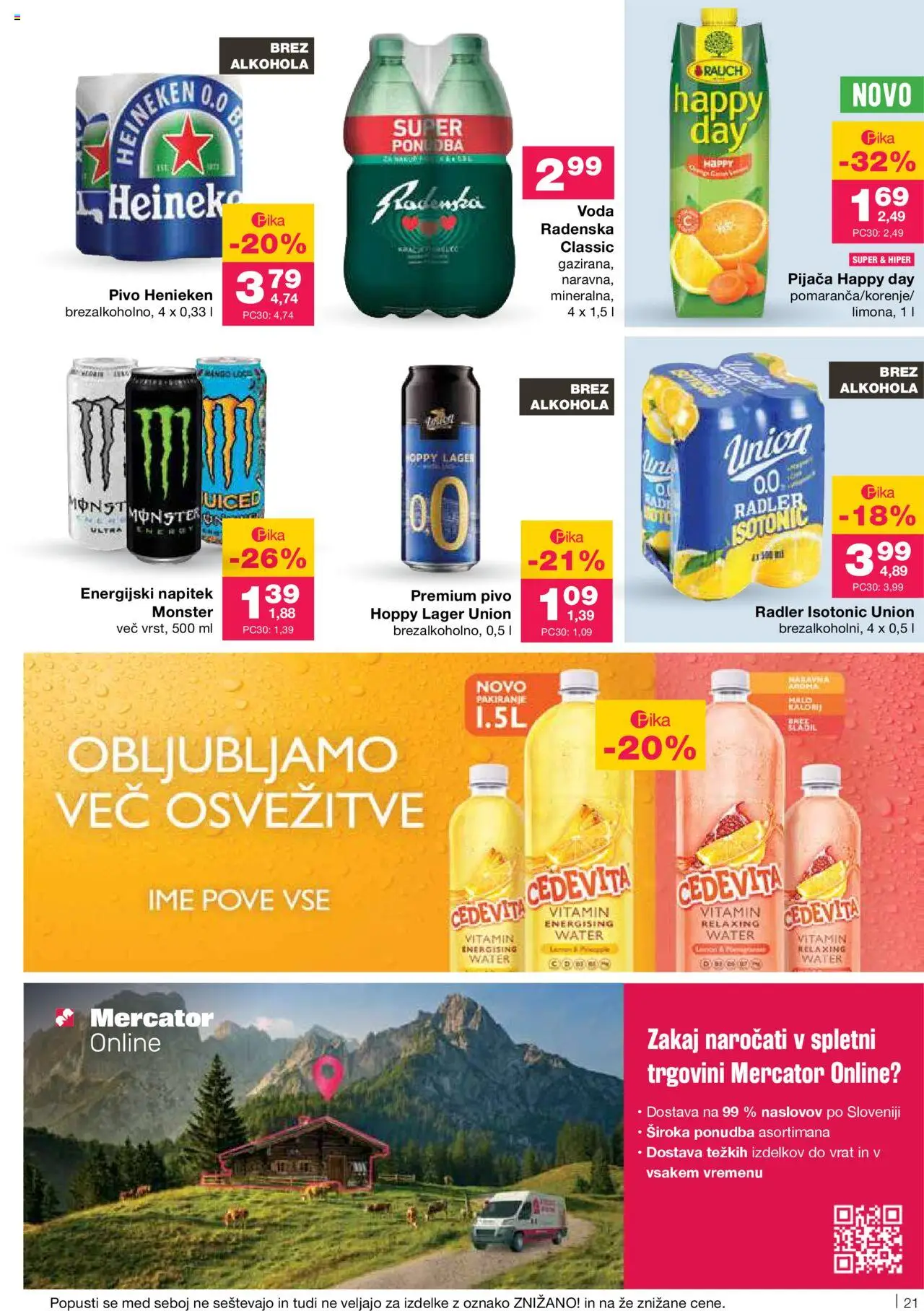 Mercator katalog │ velja od 26.06.2025 | Stran: 21 | Izdelki: Radler, Energijski napitek, Pivo, Voda