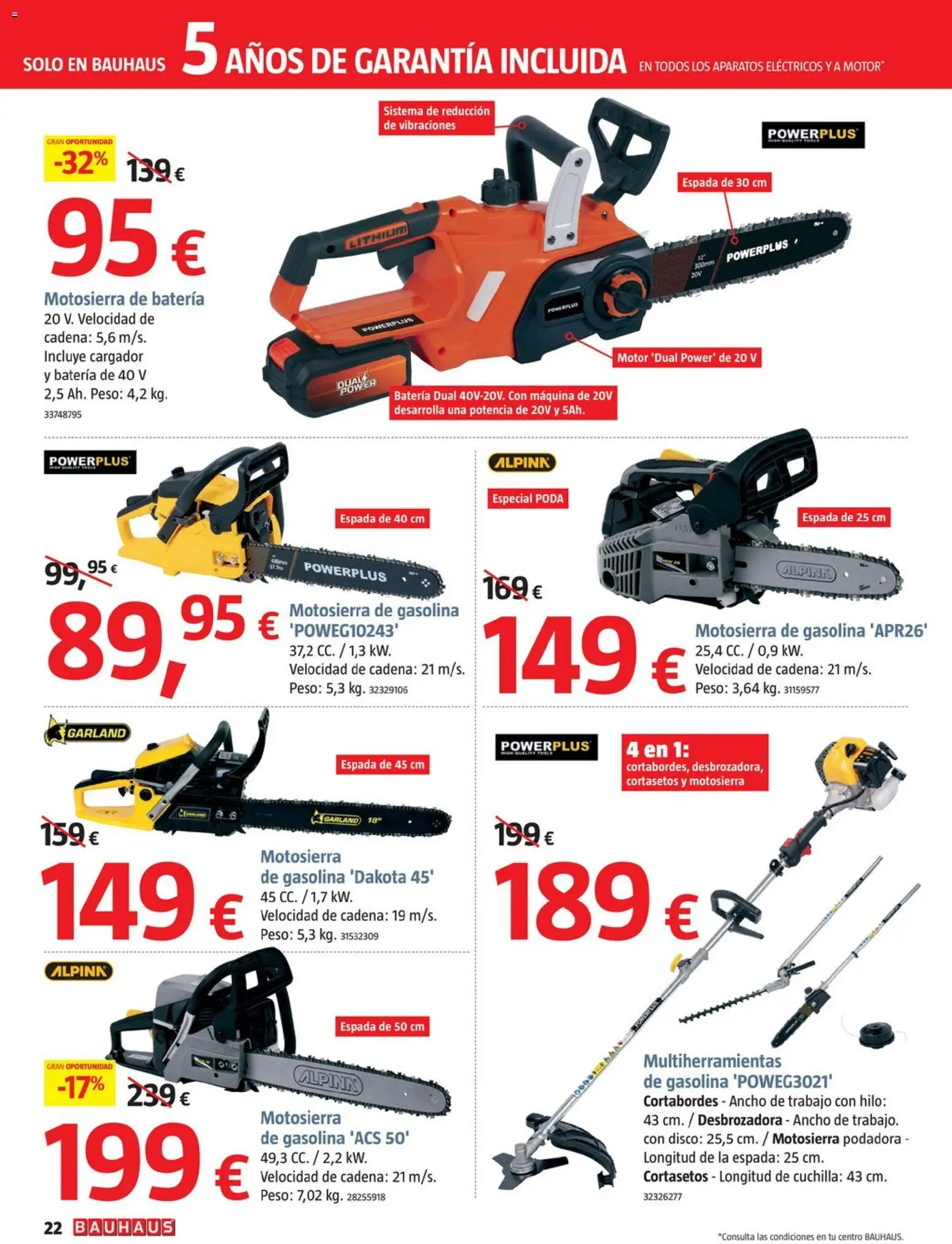 Bauhaus folleto │ válido desde el 01.01.2026 | Página: 22 | Productos: Desbrozadora, Cortasetos, Disco, Peso