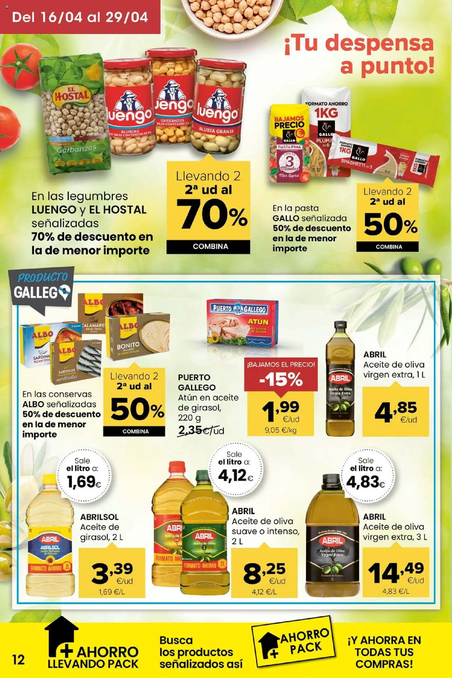 Eroski Miramos por ti │ válido desde el 16.04.2026 | Página: 12 | Productos: Calamares, Aceite, Pasta, Aceite de oliva