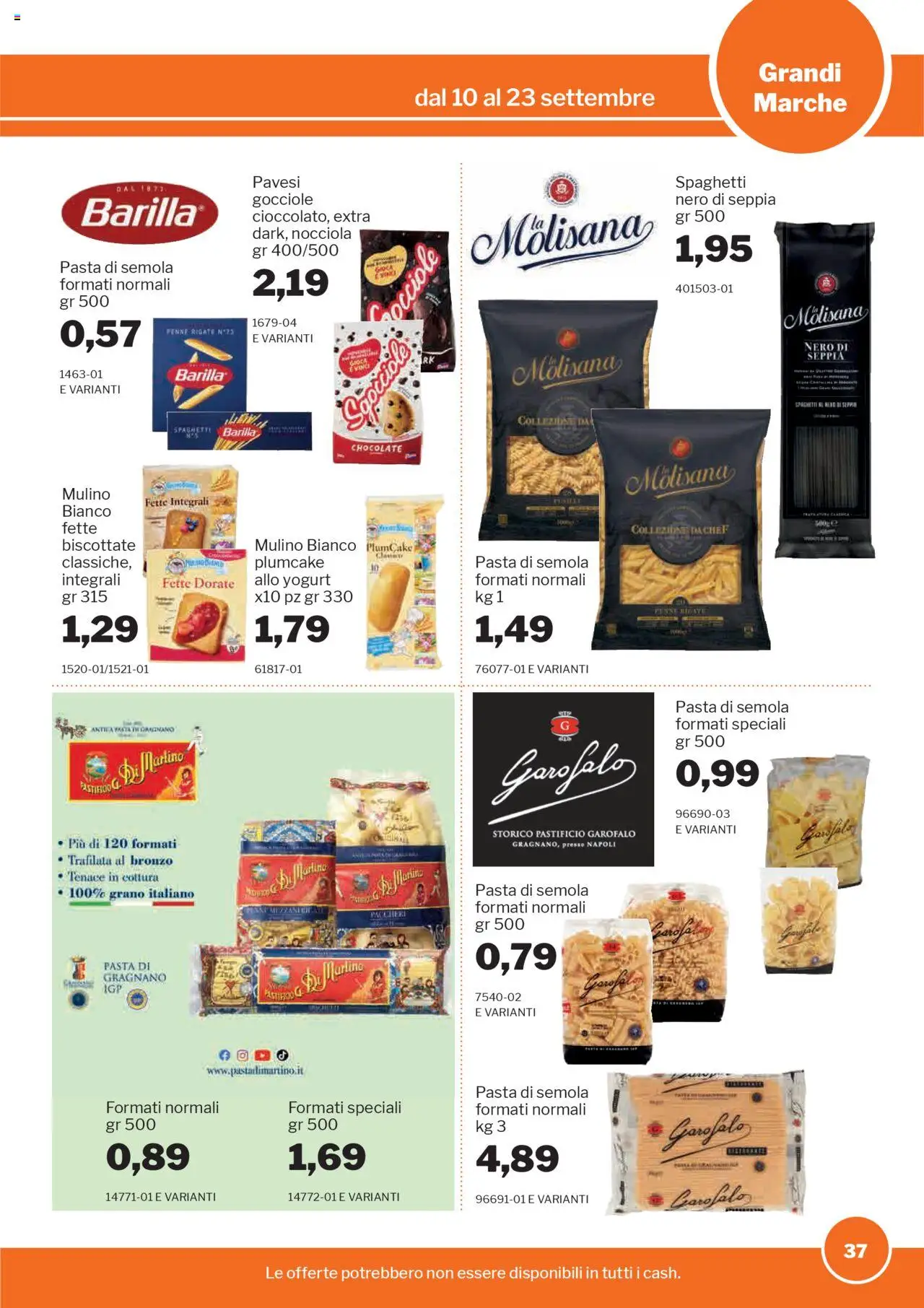 Volantino Sogegross del 10.09.2025 | Pagina: 37 | Prodotti: Yogurt, Pasta, Plumcake, Penne