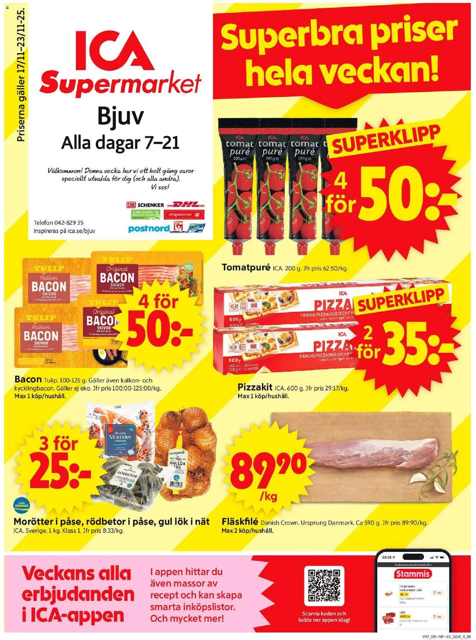 ICA Supermarket reklamblad aktuell från 17.11.2025 | Sida: 1 | Produkter: Galler, Tomatpure, Kalkon, Spel