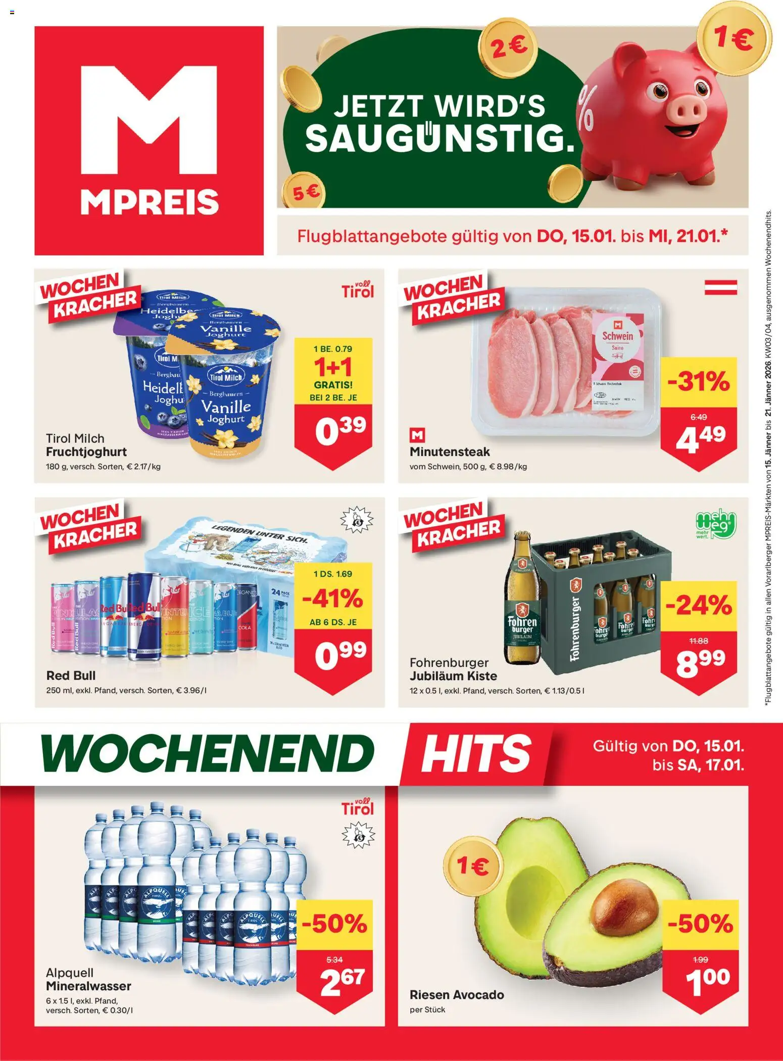 MPREIS Vorarlberg gültig ab 22.01.2026 | Seite: 1 | Produkte: Avocado, Milch, Joghurt