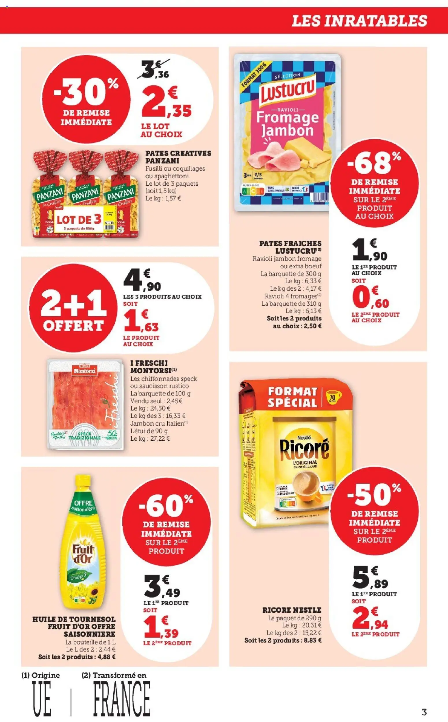 {H1} | Page: 3 | Produits: Ricoré, Huile de tournesol, Fromage, Huile