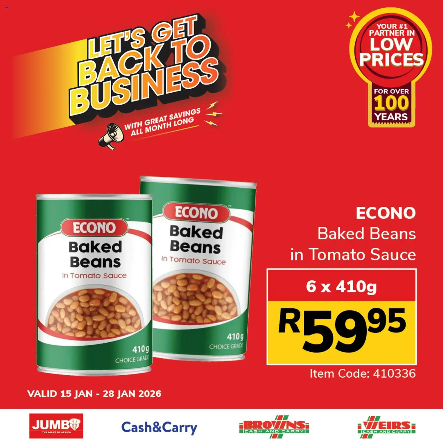 New Jumbo catalogue – valid from 15.01.2026 | Page: 1 | Products: Beans, Baked beans, Tomato sauce, Sauce