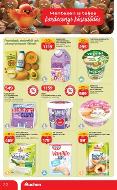 Auchan Akciós újság - amely érvényes a következő dátumtól: 06.11.2025 | Oldal: 22 | Termékek: Főzőtejszín, Tejföl, Gluténmentes, Cukor