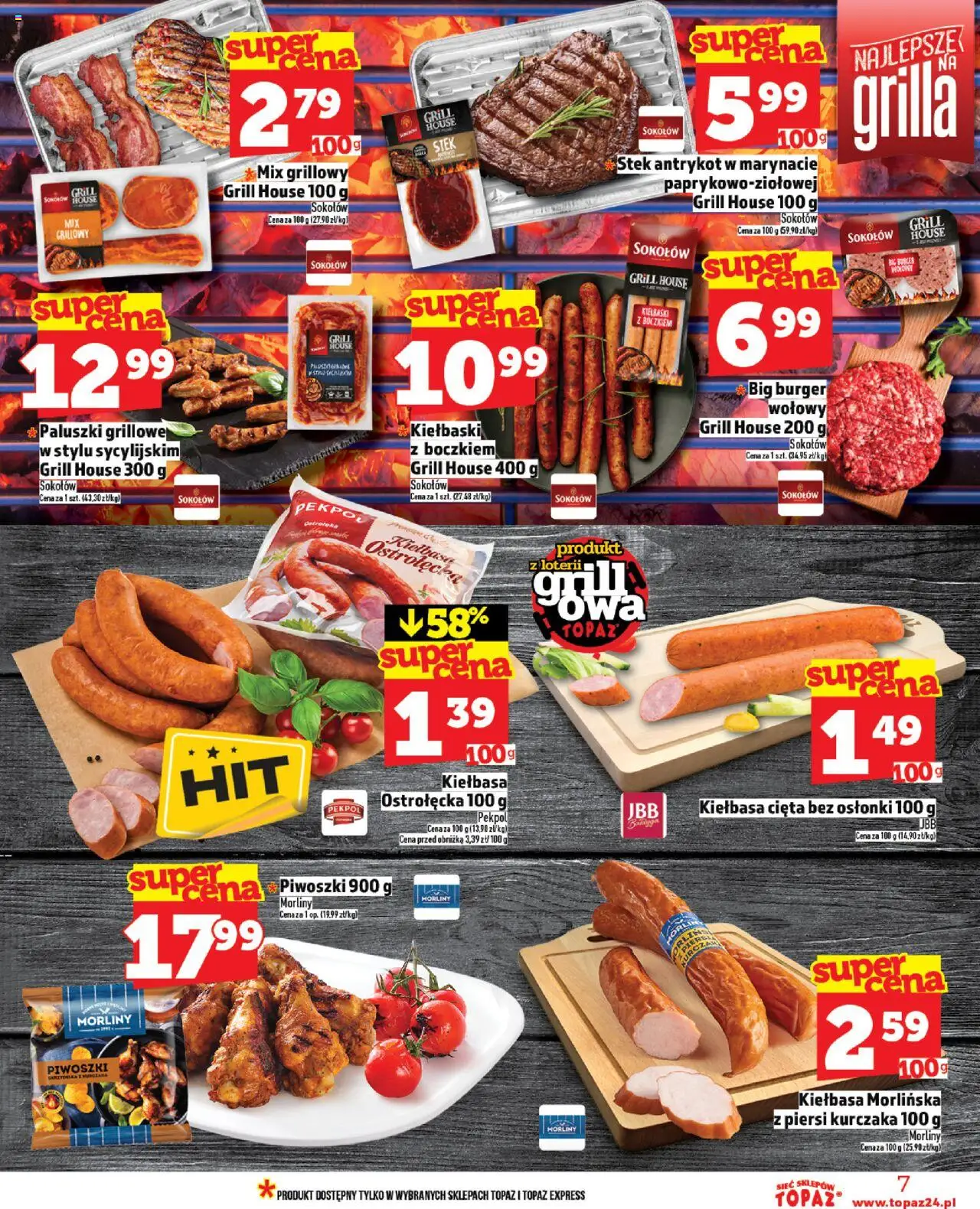Topaz Gazetka od 12.06.2025 | Strona: 7 | Produkty: Burger wołowy, Grill, Kiełbaski, Paluszki
