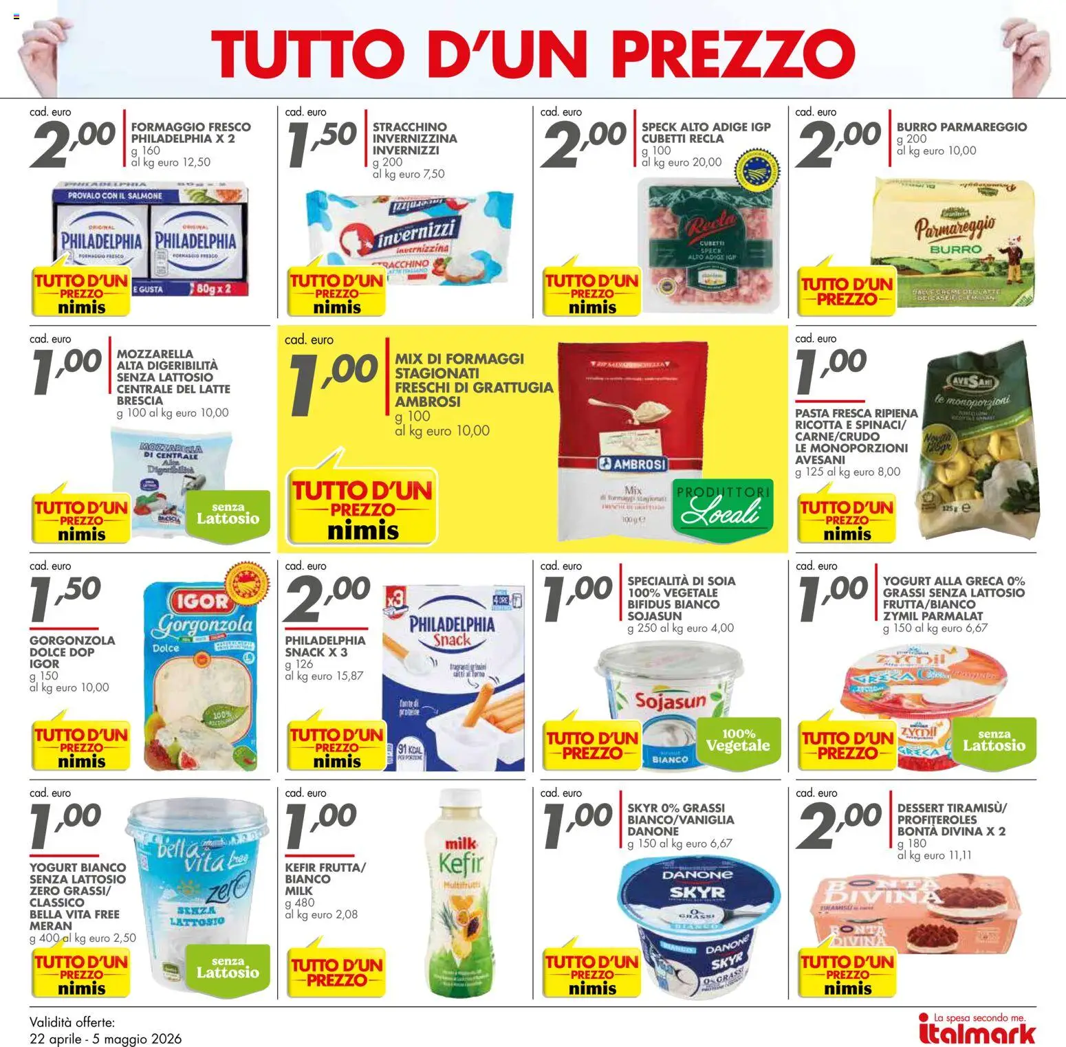 Volantino Italmark del 22.04.2026 | Pagina: 5 | Prodotti: Burro, Pasta, Stracchino, Gorgonzola