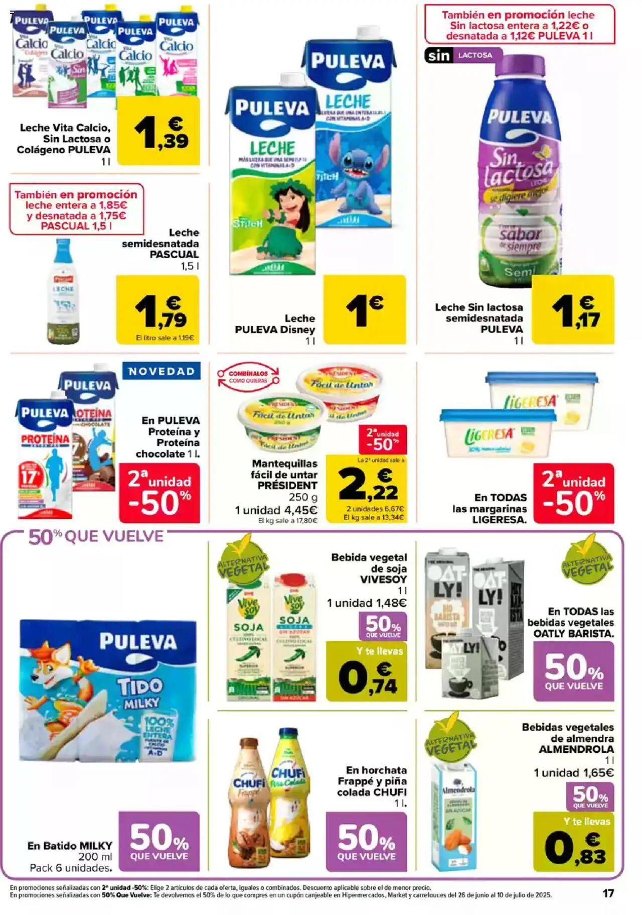 Carrefour folleto │ válido desde el 09.06.2025 | Página: 17 | Productos: Leche sin lactosa, Leche entera, Leche, Té