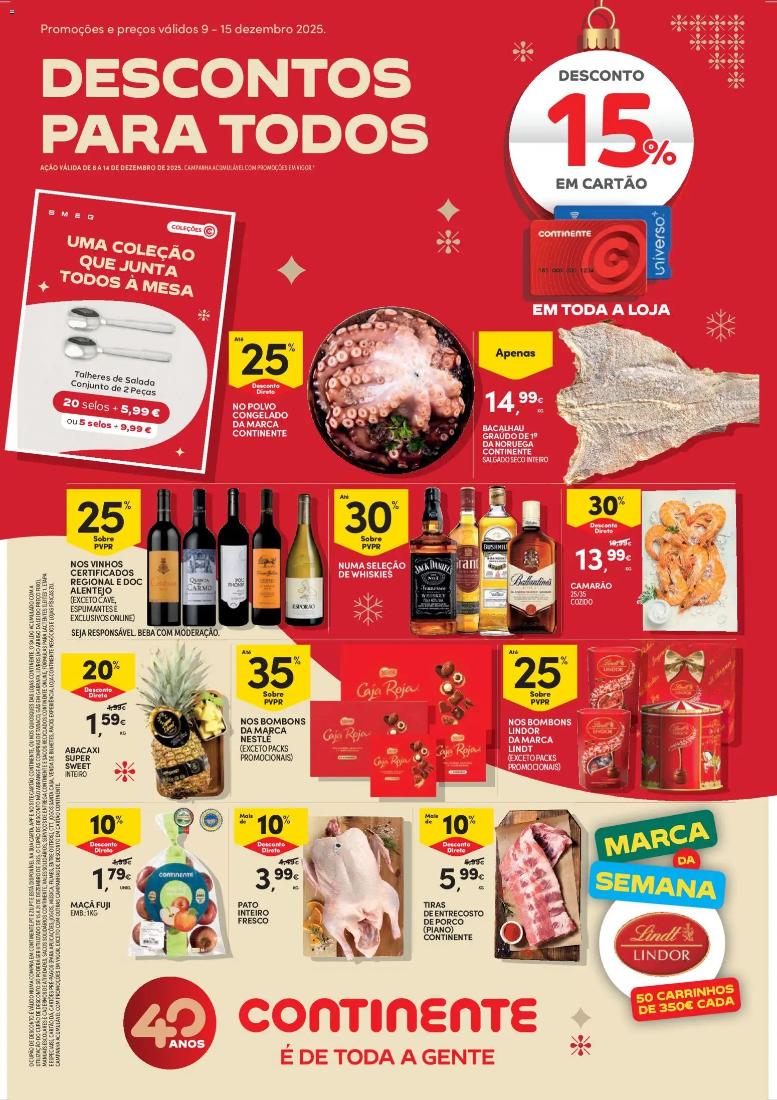Continente Semanal Continente Bom Dia │ válido de 09.12.2025 | Página: 1 | Produtos: Whisky, Nestlé, Maça, Chocolate