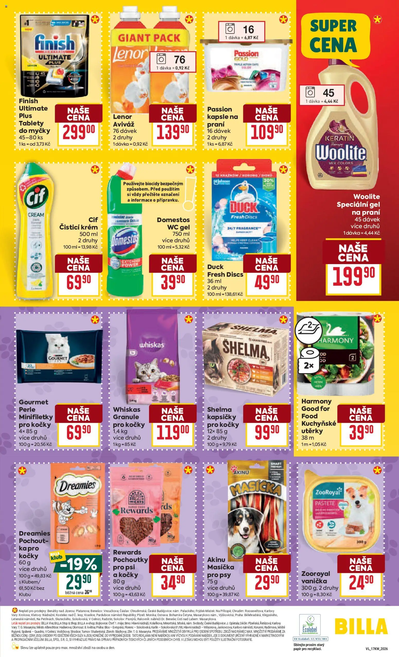 Billa Velký leták od 22.04.2026 | Strana: 27 | Produkty: Lenor, Utěrky, Woolite, Wc