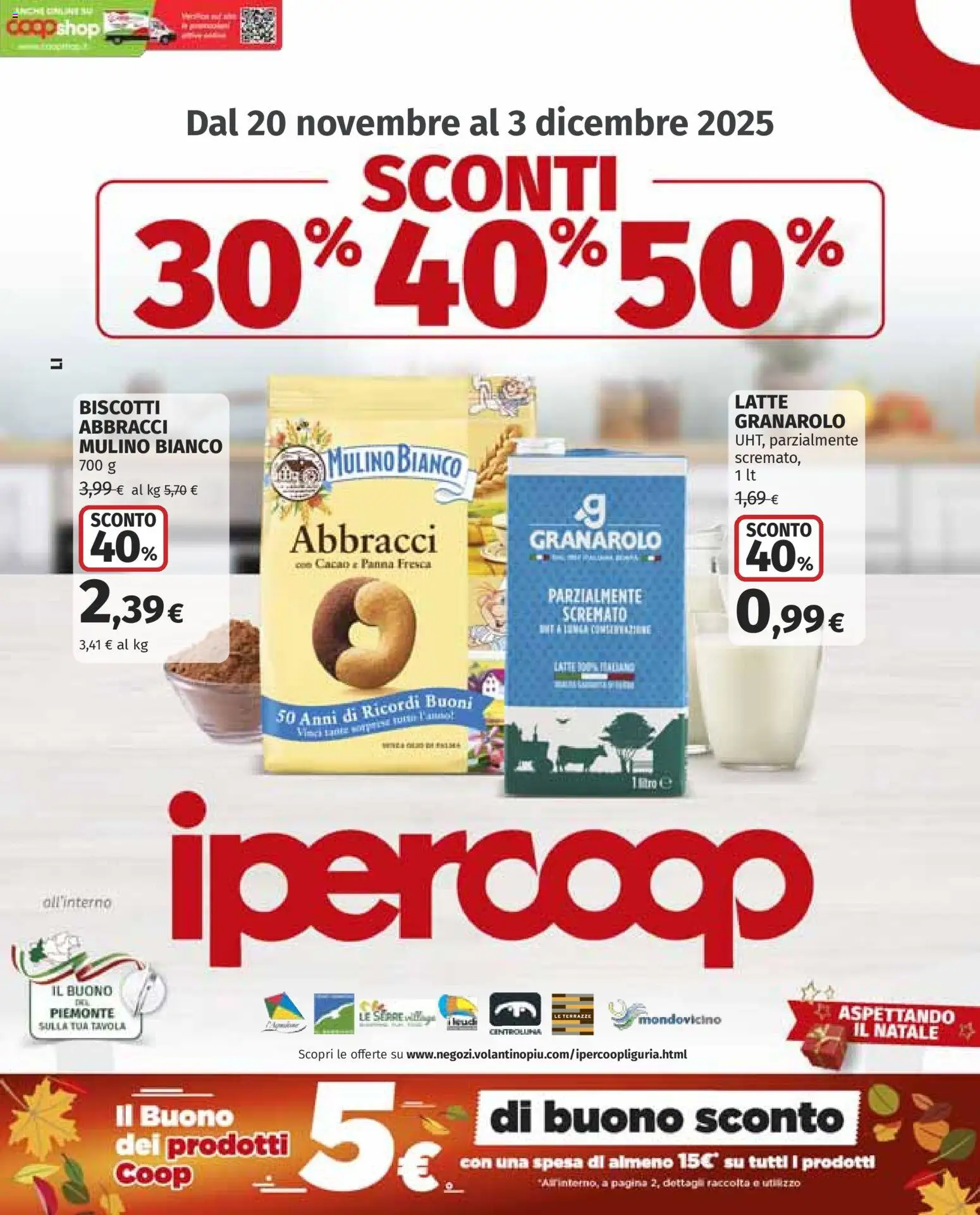 Volantino Ipercoop del 20.11.2025 | Pagina: 1 | Prodotti: Panna, Biscotti, Latte, Cacao