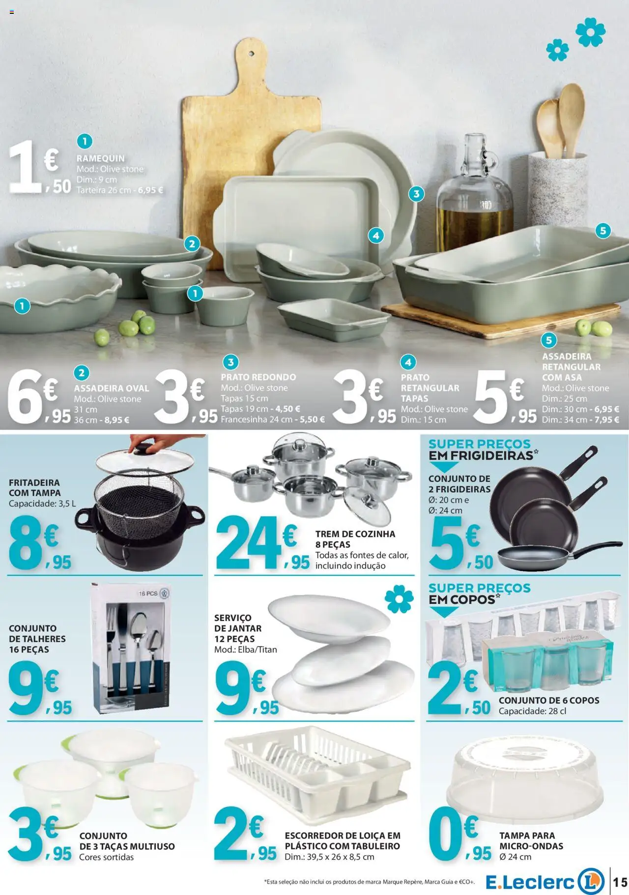 E.Leclerc - Folheto Feira Animal e Casa │ válido de 30.09.2025 | Página: 15 | Produtos: Copos, Escorredor, Talheres, Microondas