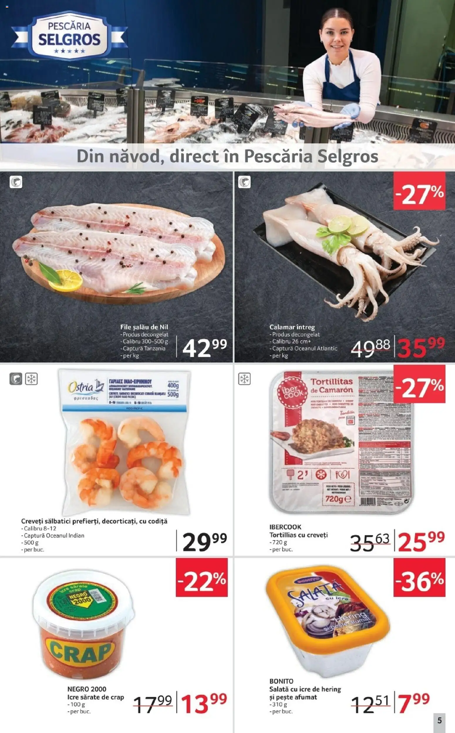 Noul catalog Selgros – valabil de la 14.11.2025 | Pagină: 5 | Produse: Pește, Salată cu icre, Salată