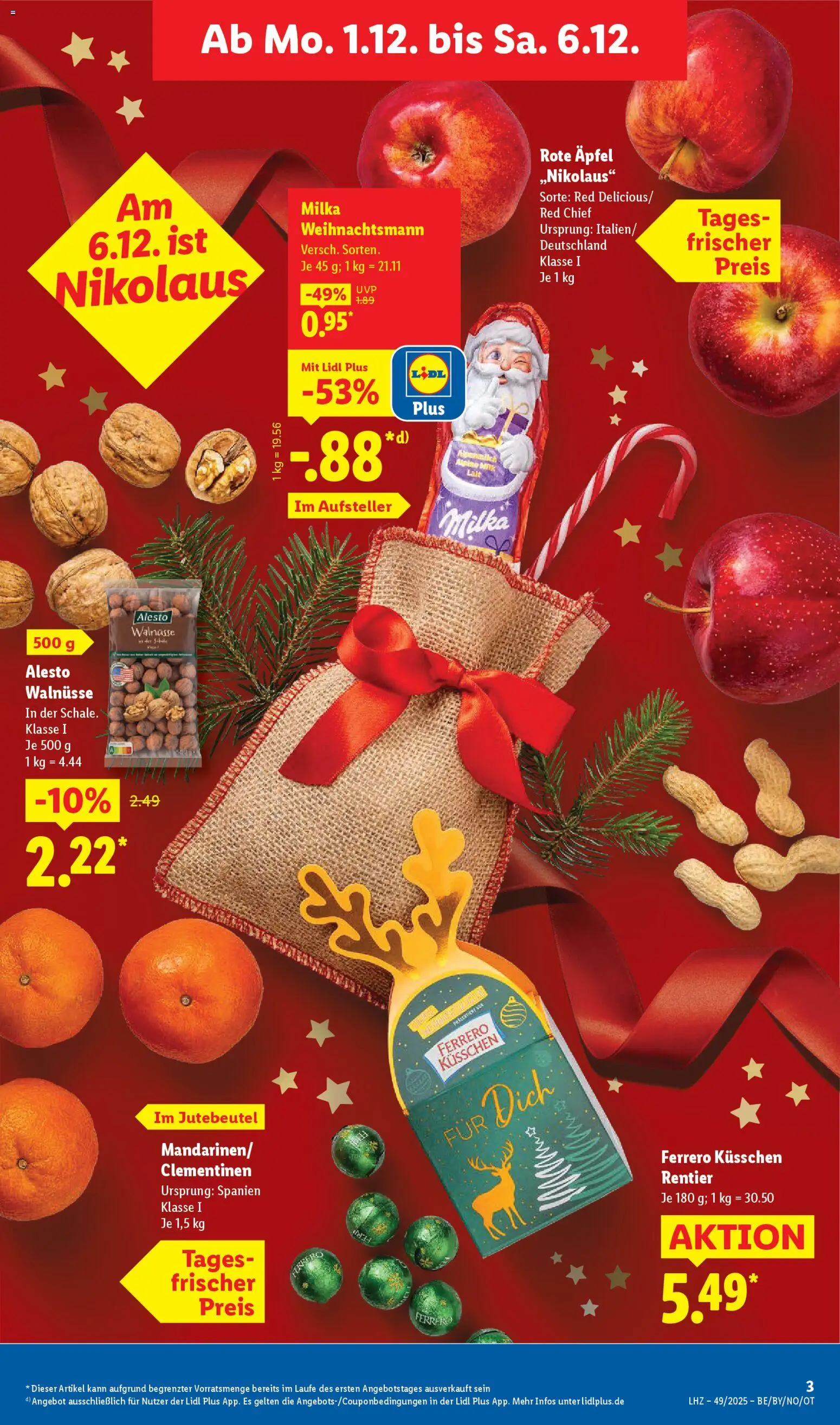 Lidl Prospekt Rahden – gültig ab 01.12.2025 | Seite: 3 | Produkte: Walnüsse, Äpfel, Milka