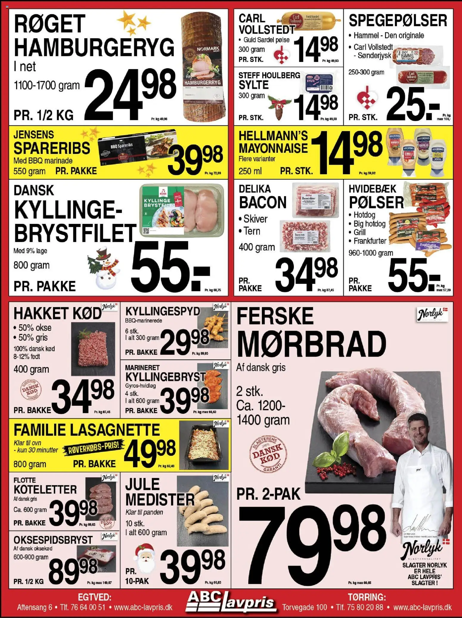 Abc Lavpris tilbudsavis – gyldig fra 26.11.2025 | Side: 5 | Produkter: Pølser, Koteletter, Bacon, Ovn