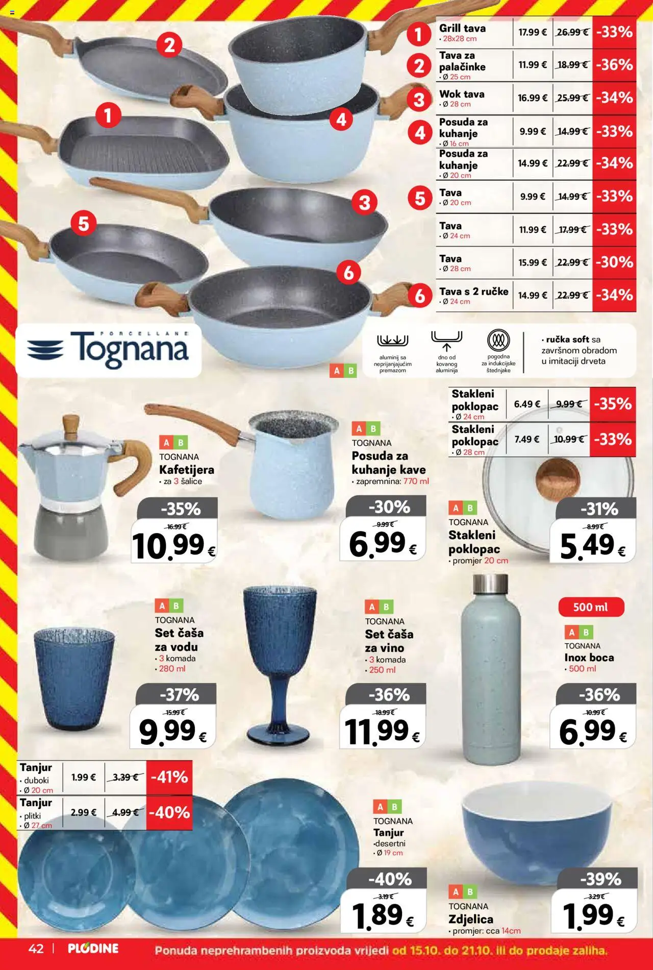 Plodine katalog | vrijedi od 15.10.2025 | Stranica: 44 | Proizvodi: Tognana, Vino, Grill tava, Tava