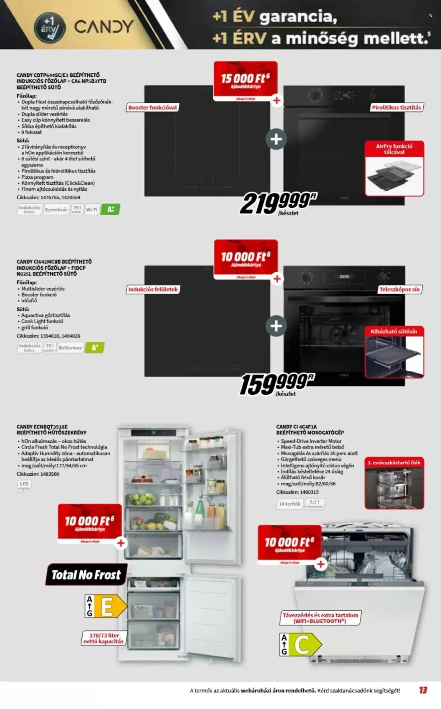 Media Markt akciós ujság - amely érvényes a következő dátumtól: 08.04.2026 | Oldal: 13 | Termékek: Sütő, Főzőlap, Mosogatógép, Pizza