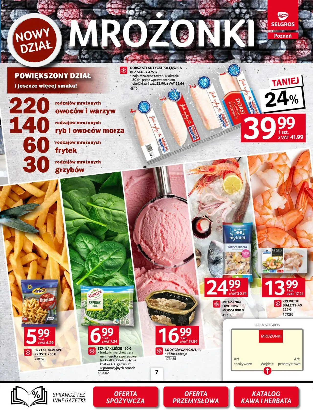 Selgros cash&carry Gazetka - Poznań Selgros 2.0 smakuje lepiej od 09.10.2025 | Strona: 7 | Produkty: Dorsz atlantycki, Lody Grycan, Kawa, Lody