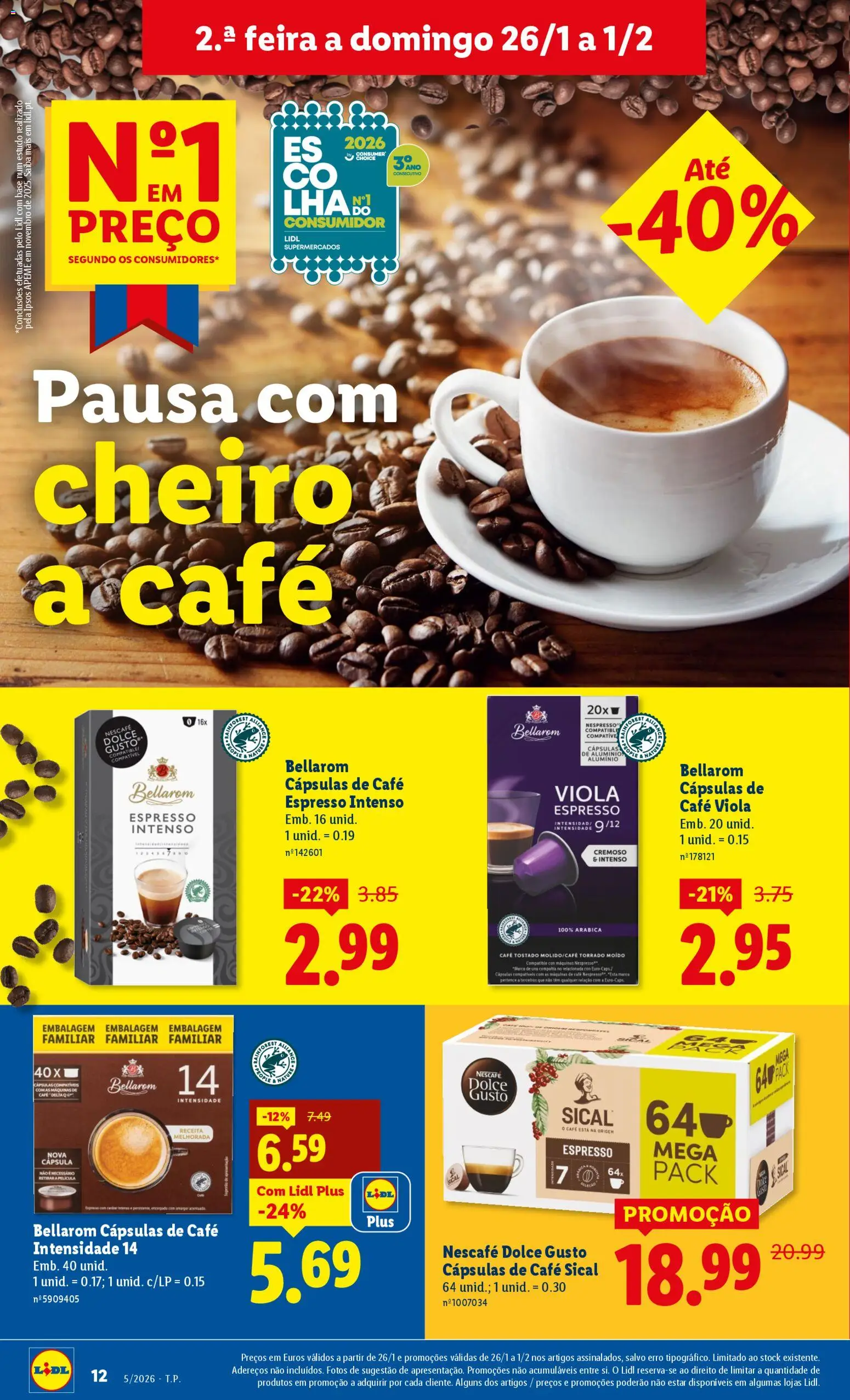 Lidl folheto │ válido de 26.01.2026 | Página: 12 | Produtos: Delta q, Pó, Máquinas nespresso, Nespresso