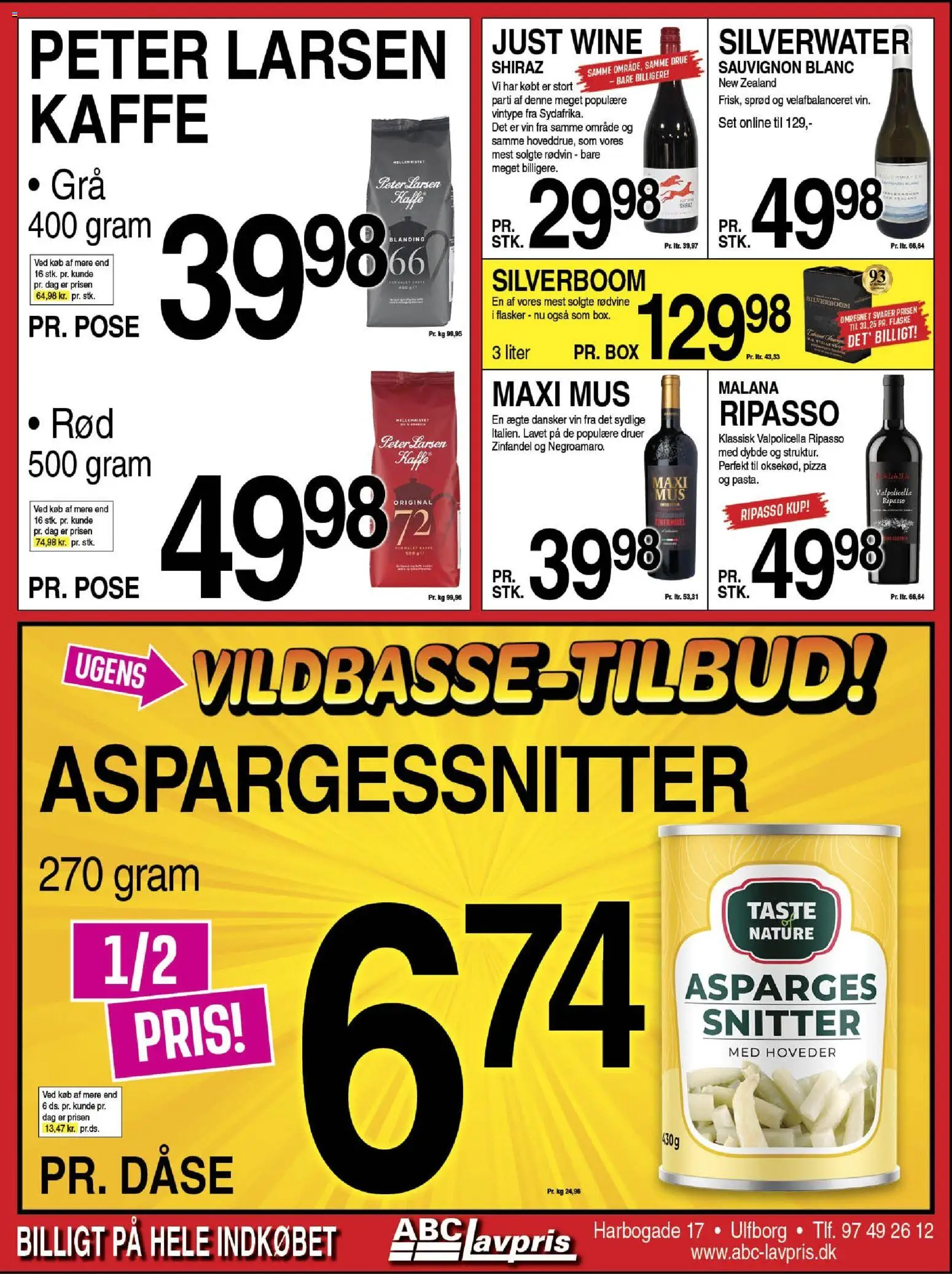 Abc Lavpris tilbudsavis – gyldig fra 19.11.2025 | Side: 6 | Produkter: Kaffe, Vin, Mus, Aspargessnitter