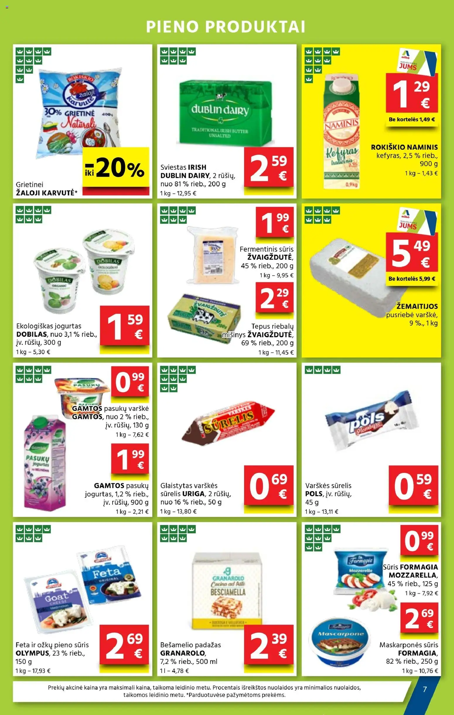 AIBE akcijos nuo 08.01.2026 | Puslapis: 7 | Prekių: Sūrelis, Jogurtas, Varškė, Padažas
