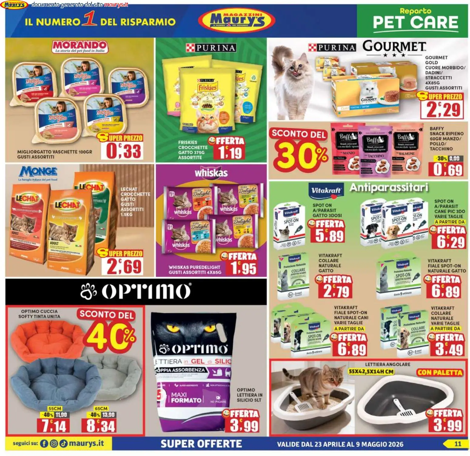 Volantino Maury's del 23.04.2026 | Pagina: 11 | Prodotti: Paletta, Manzo, Tacchino, Vaschette