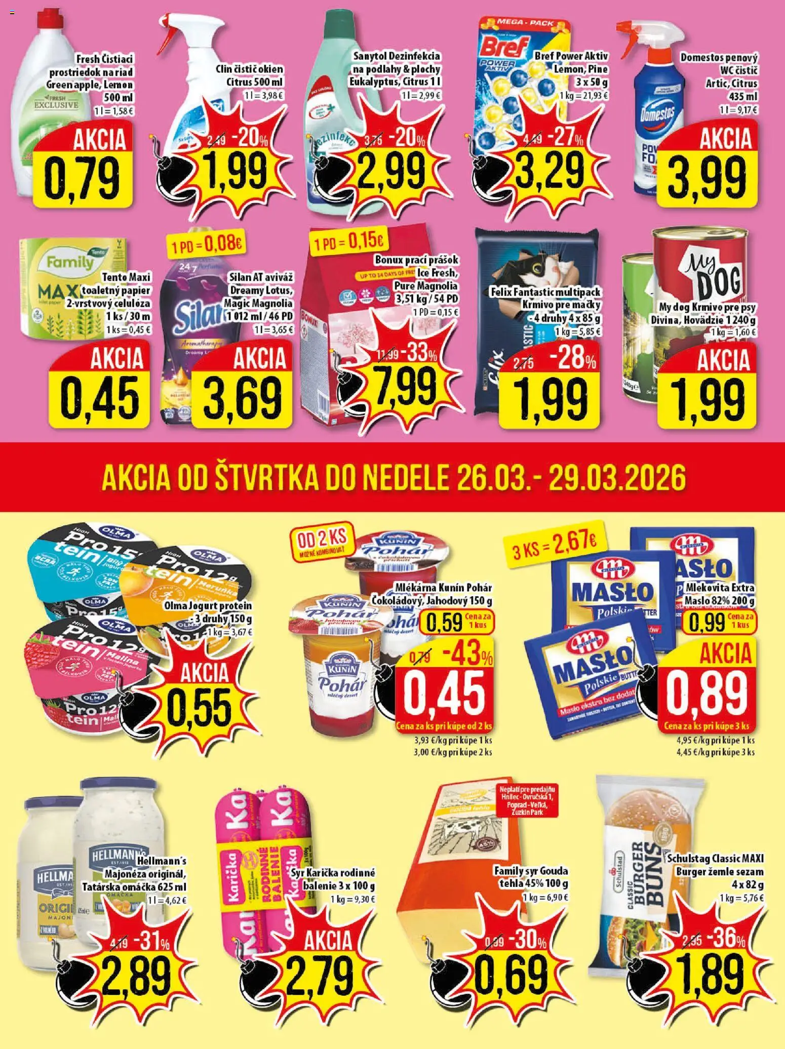 Nové Klas akcie – leták je platný od 23.03.2026 | Strana: 23 | Produkty: Čistič okien, Felix, Sanytol, Bonux
