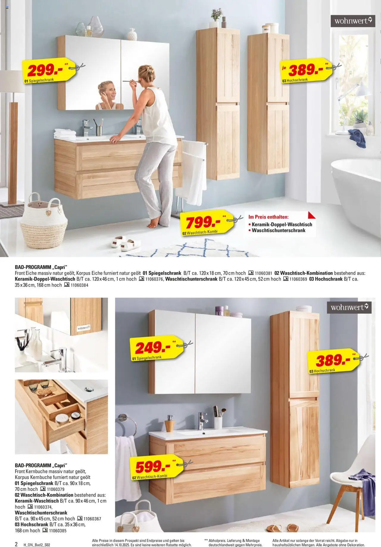 Höffner Bad Spezial – gültig ab 01.10.2025 | Seite: 2 | Produkte: Spiegelschrank, Hochschrank