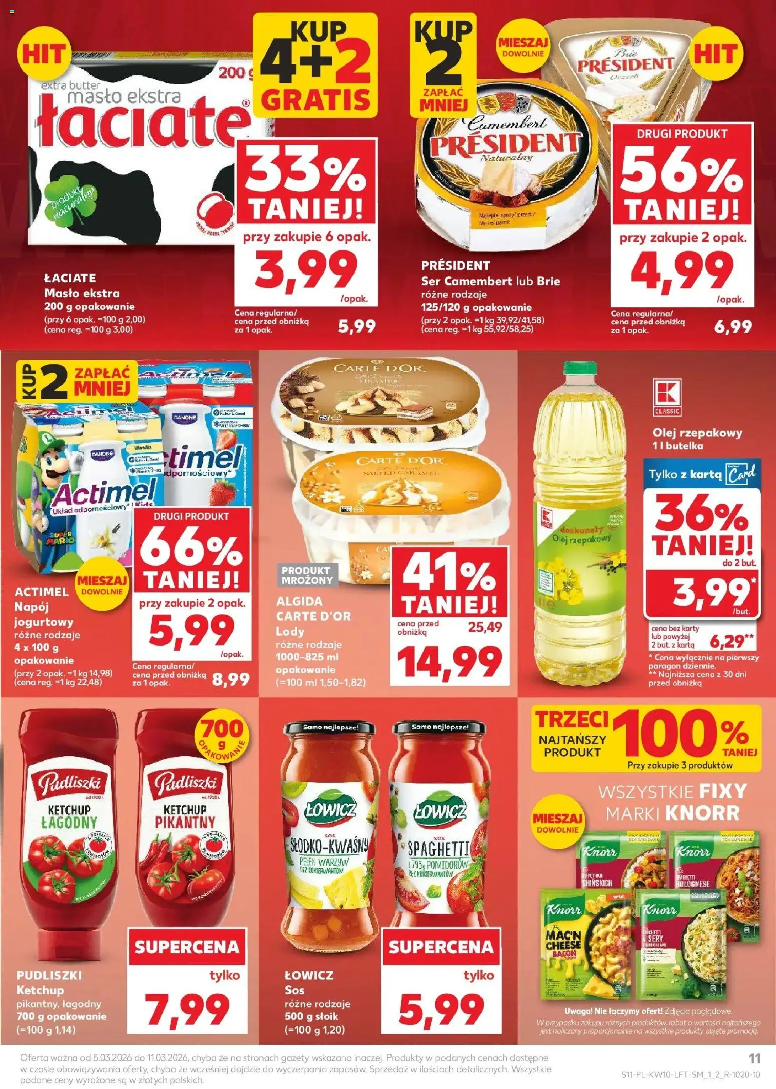 Kaufland gazetka od 05.03.2026 | Strona: 11 | Produkty: Ketchup, Ser, Olej, Lody