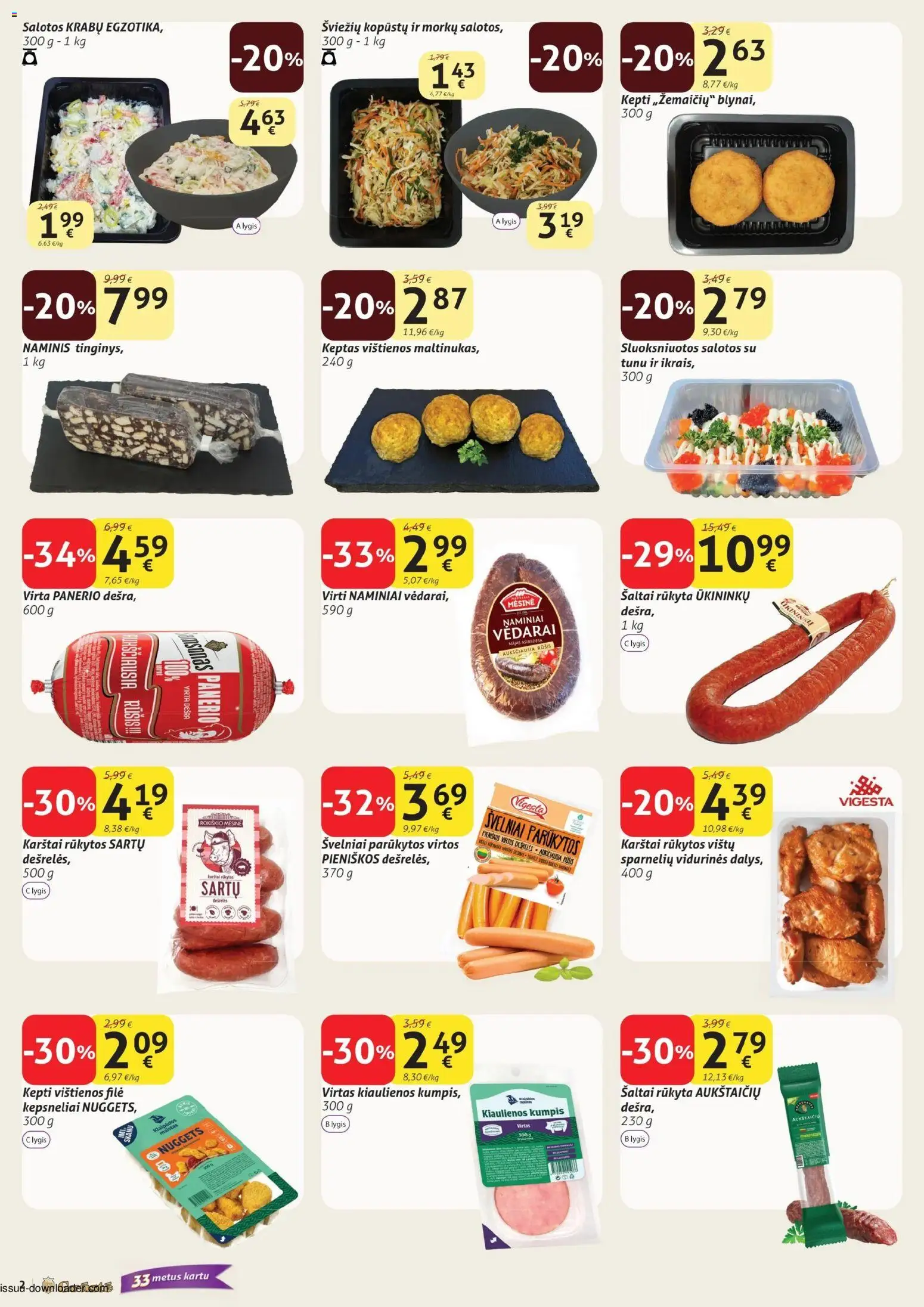 GRUSTE akcijos nuo 11.01.2026 | Puslapis: 2 | Prekių: Salotos, Kiaulienos, Dešrelės, Dešra