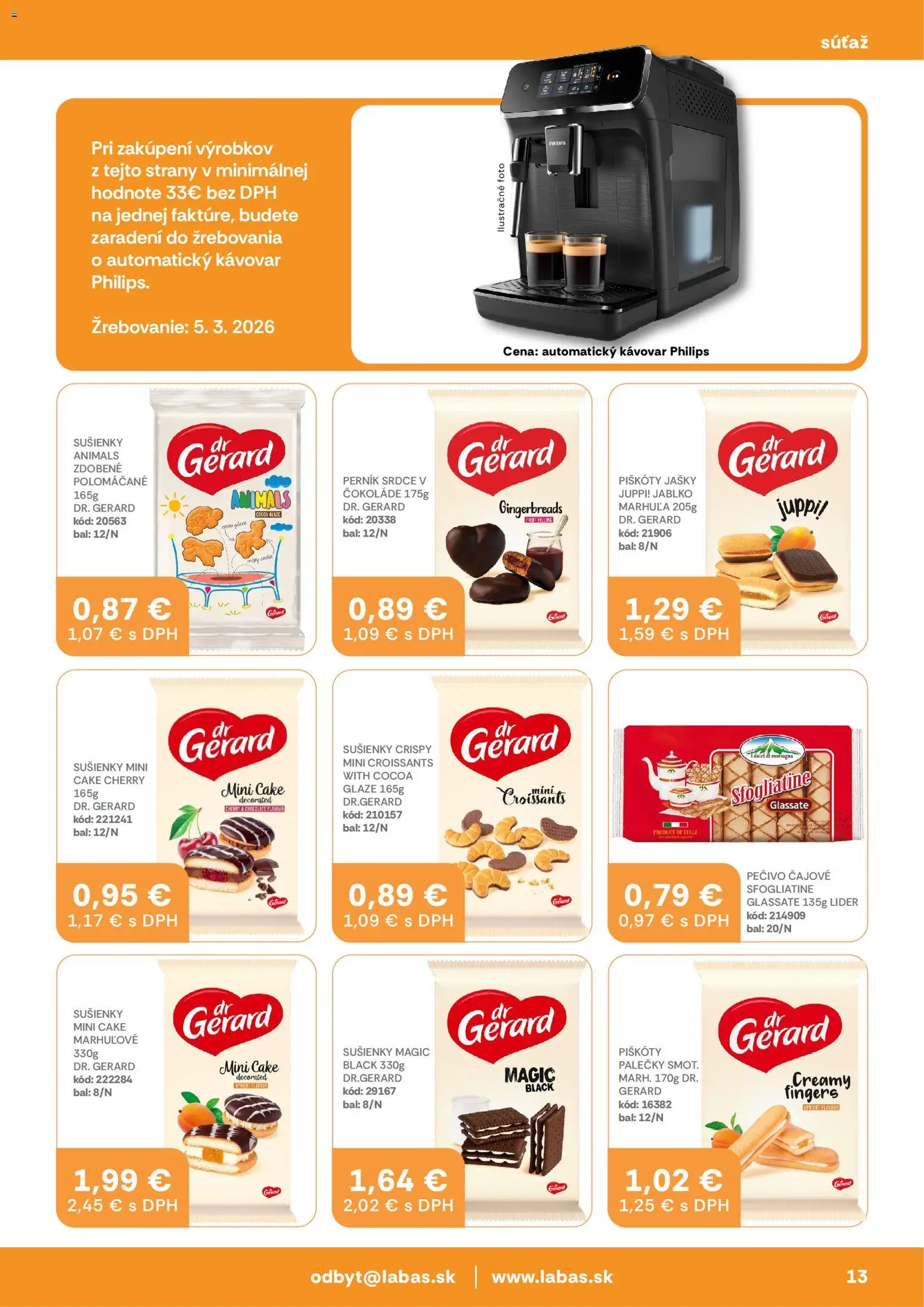 Nové Labaš akcie – leták je platný od 13.02.2026 | Strana: 13 | Produkty: Automatický kávovar, Kávovar