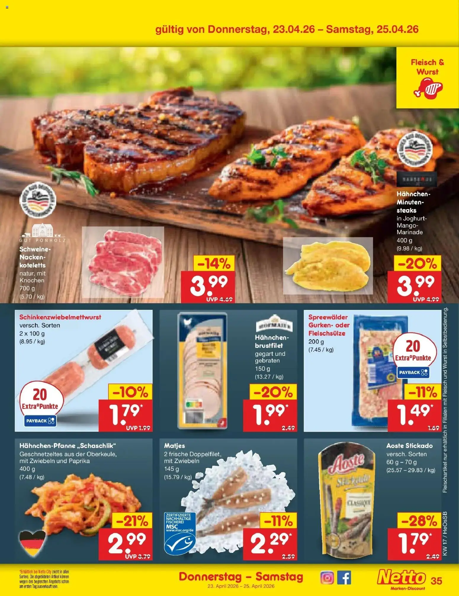 Netto Marken-Discount Prospekt Kröpelin	 – gültig ab 20.04.2026 | Seite: 45 | Produkte: Joghurt, Zwiebeln, Paprika, Wurst