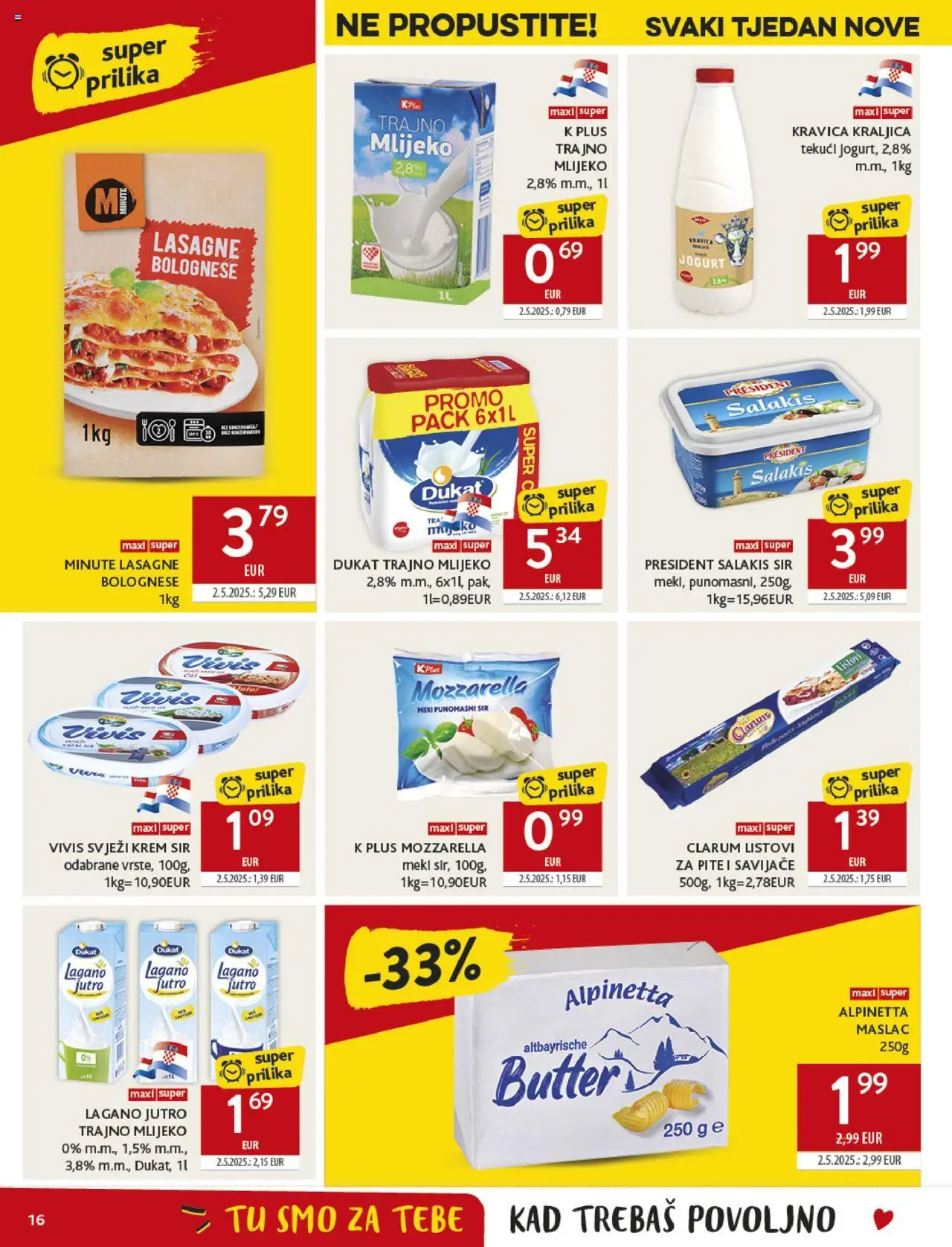 Konzum HR akciós ujság - amely érvényes a következő dátumtól: 13.08.2025 | Oldal: 16 | Termékek: Mozzarella, Lasagne