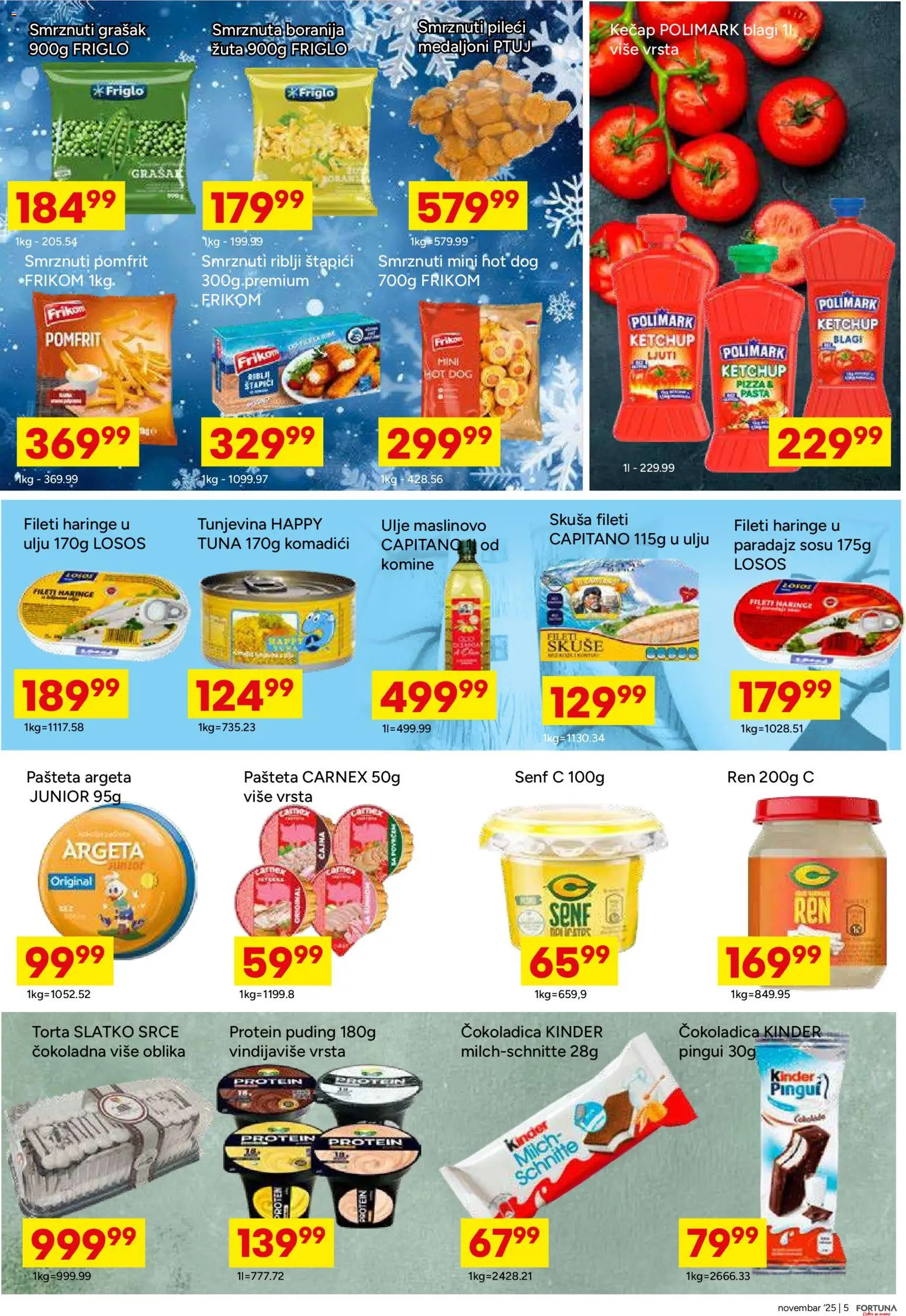 Fortuna Market katalog - važi od 12.11.2025 | Strana: 5 | Proizvode: Losos, Paradajz, Pašteta, Torta