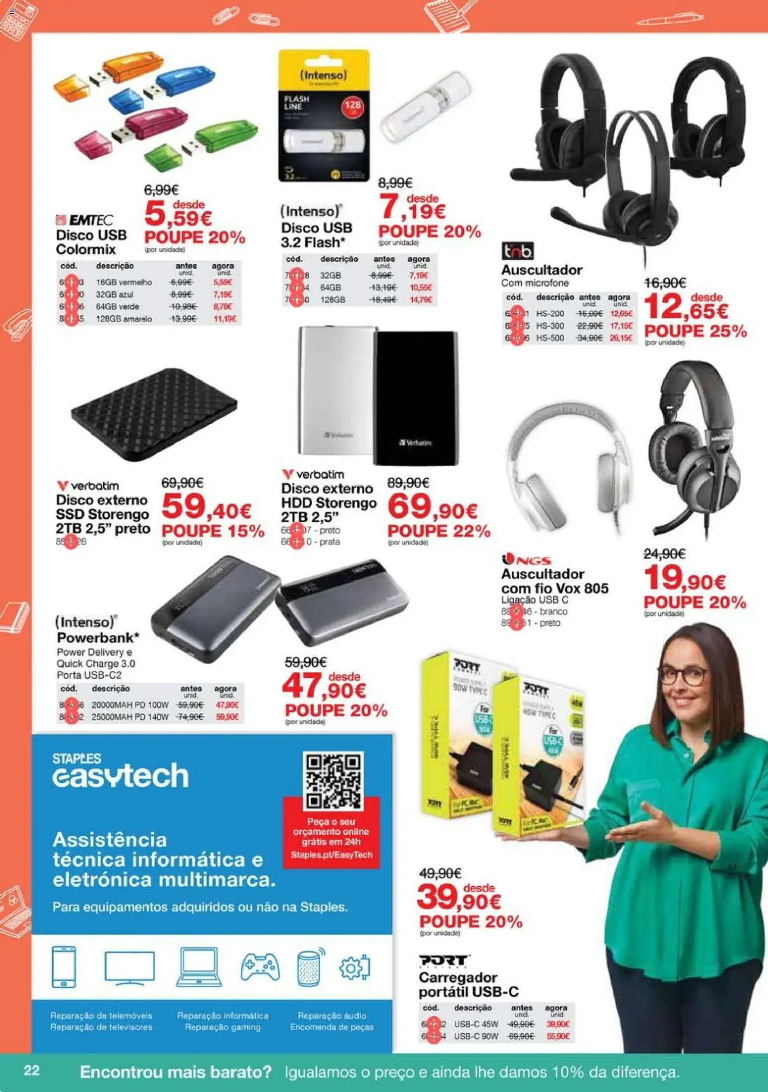 Staples - Folheto Regresso ao Escritório 2026 │ válido de 05.01.2026 | Página: 22 | Produtos: Audio, Porta, Microfone, USB