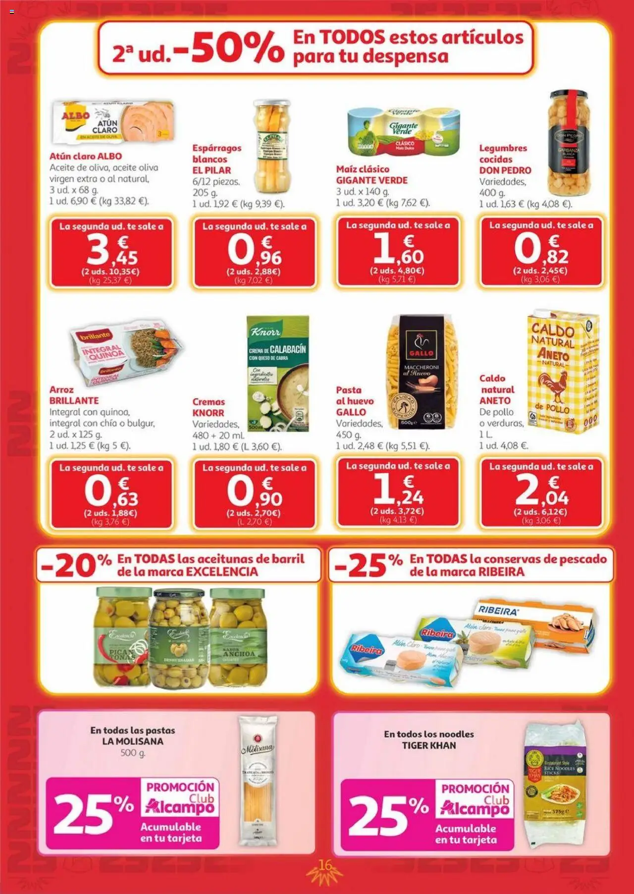 Alcampo - Canarias │ válido desde el 25.09.2025 | Página: 16 | Productos: Calabacín, Νερό καρύδας, Pasta, Té