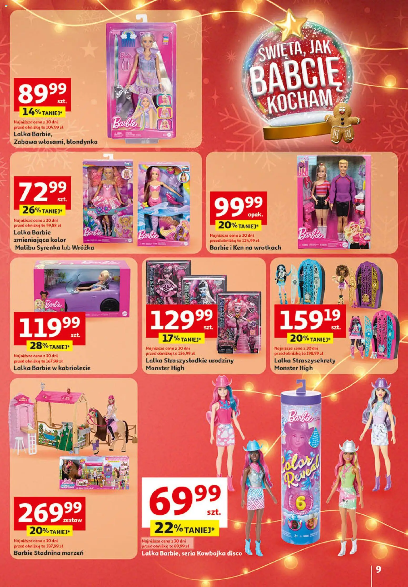 Auchan Gazetka - Zabawki Święta jak babcię kocham Hipermarket od 06.11.2025 | Strona: 9 | Produkty: Lalka, Barbie