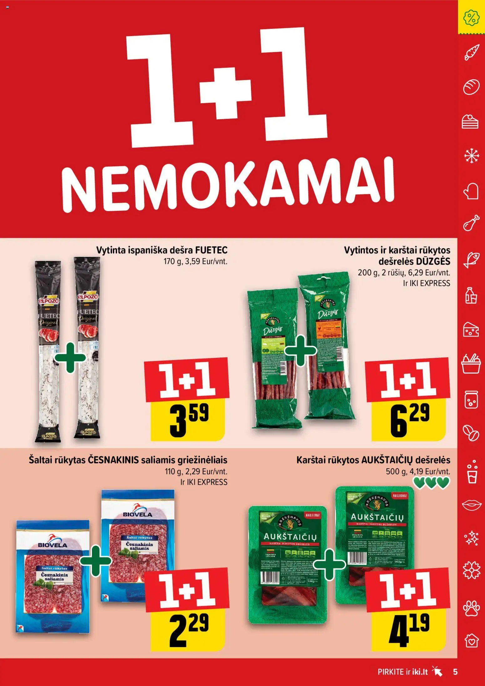 IKI akcijos nuo 10.11.2025 | Puslapis: 5 | Prekių: Dešrelės, Saliamis, Dešra