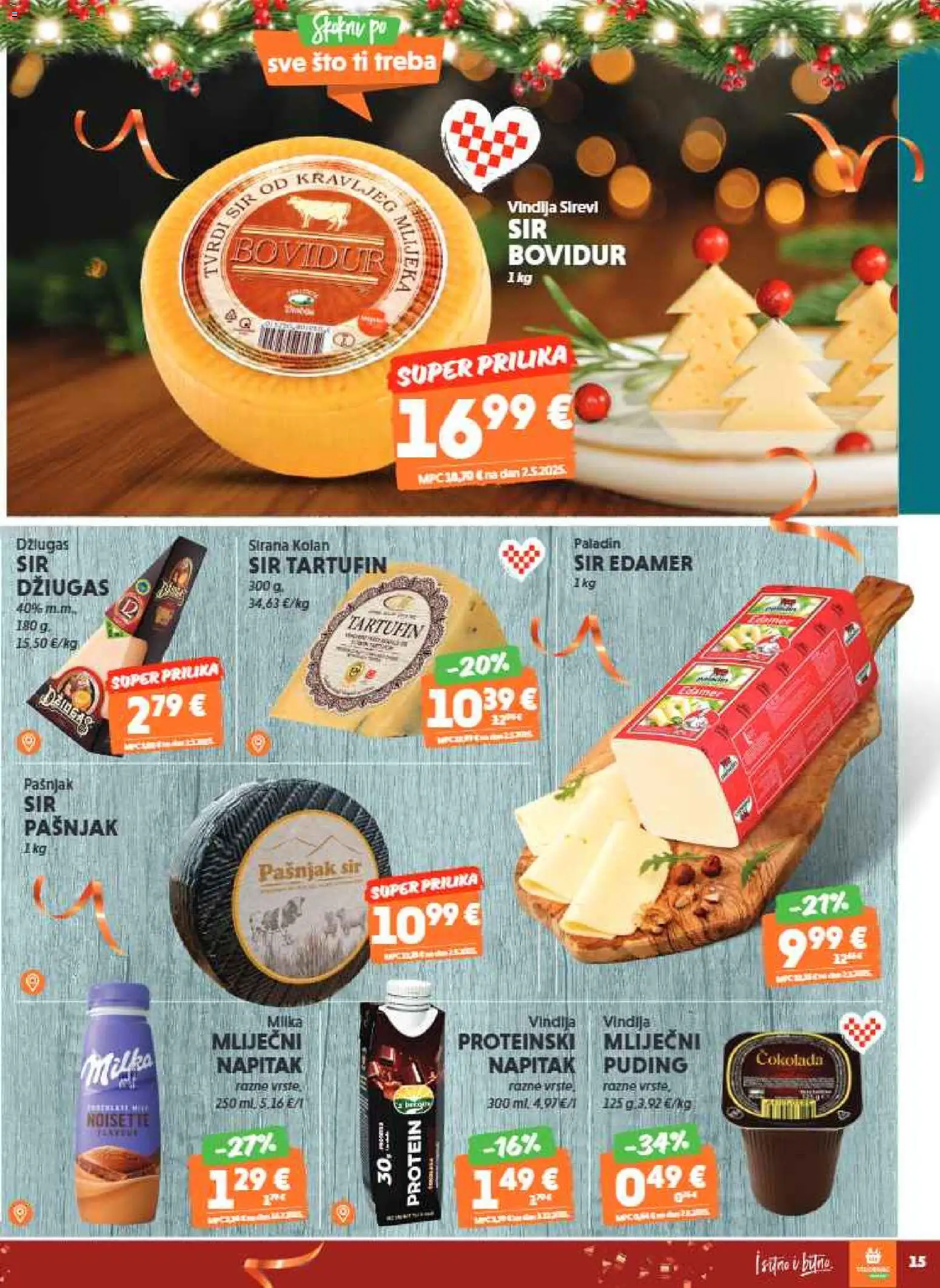 Studenac katalog | vrijedi od 17.12.2025 | Stranica: 15 | Proizvodi: Vindija, Sir, Čokolada, Džiugas