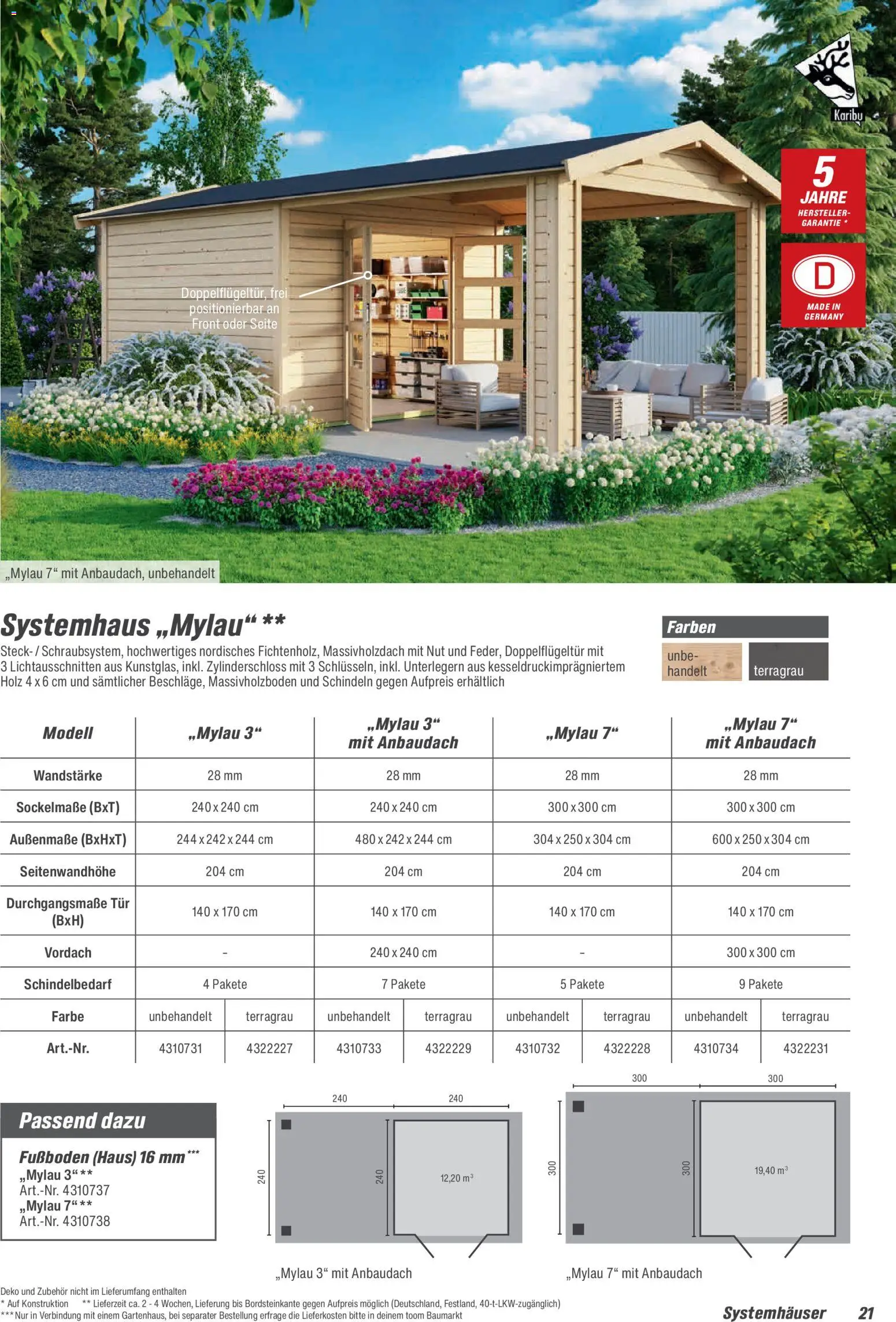 Toom Baumarkt Gartenhäuser & Carports 2026 – gültig ab 20.02.2026 | Seite: 21 | Produkte: Tür