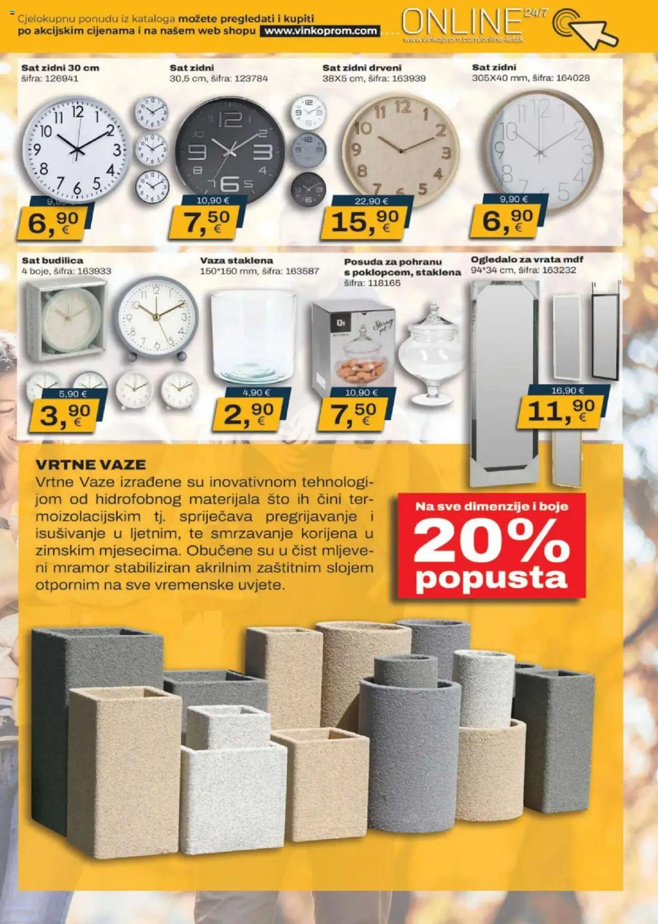 Vinkoprom katalog | vrijedi od 08.09.2025 | Stranica: 7 | Proizvodi: Ogledalo, Vaza, Zidni sat, Sat